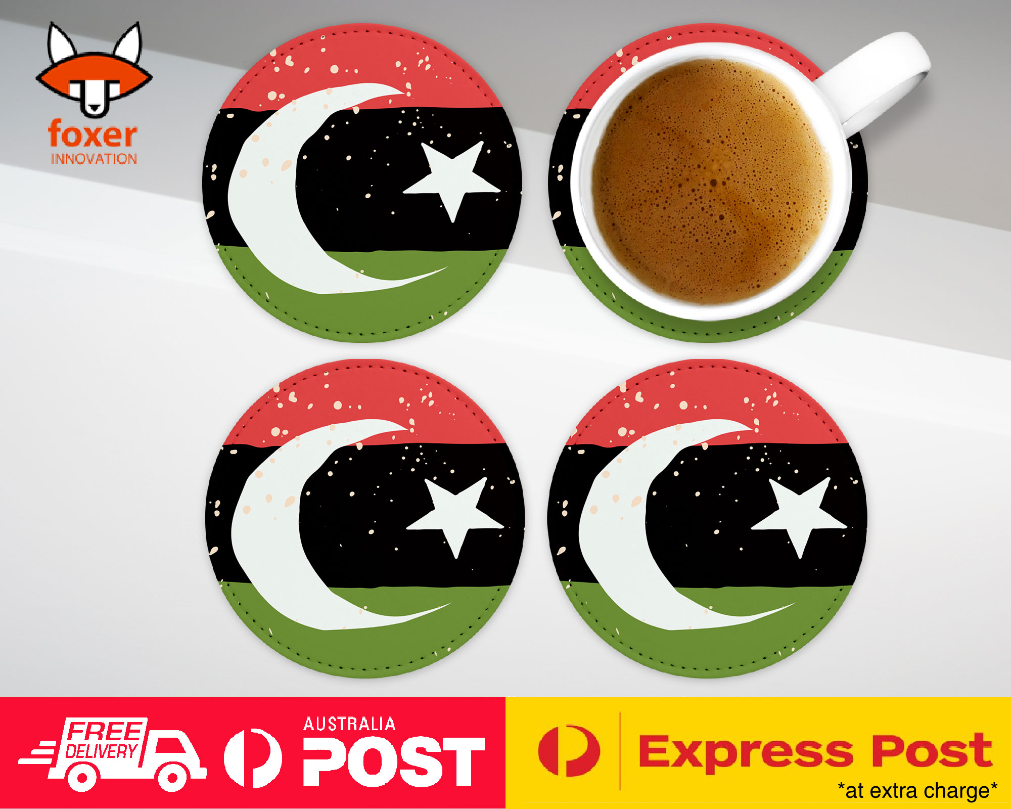 COASTER COFFEE DRINKING MAT|LIBYA COUNTRY FLAG 260