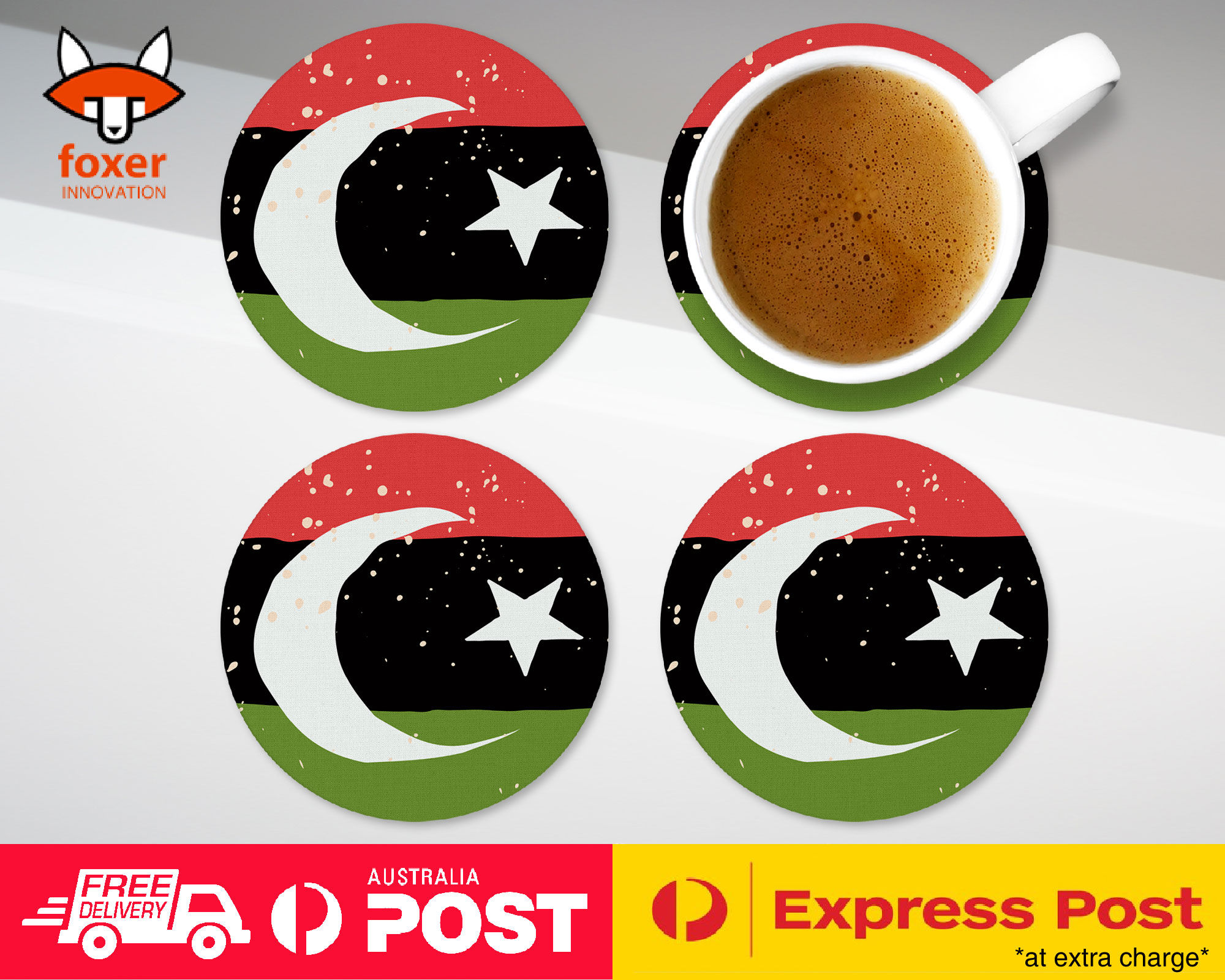 COASTER COFFEE DRINKING MAT|LIBYA COUNTRY FLAG 260