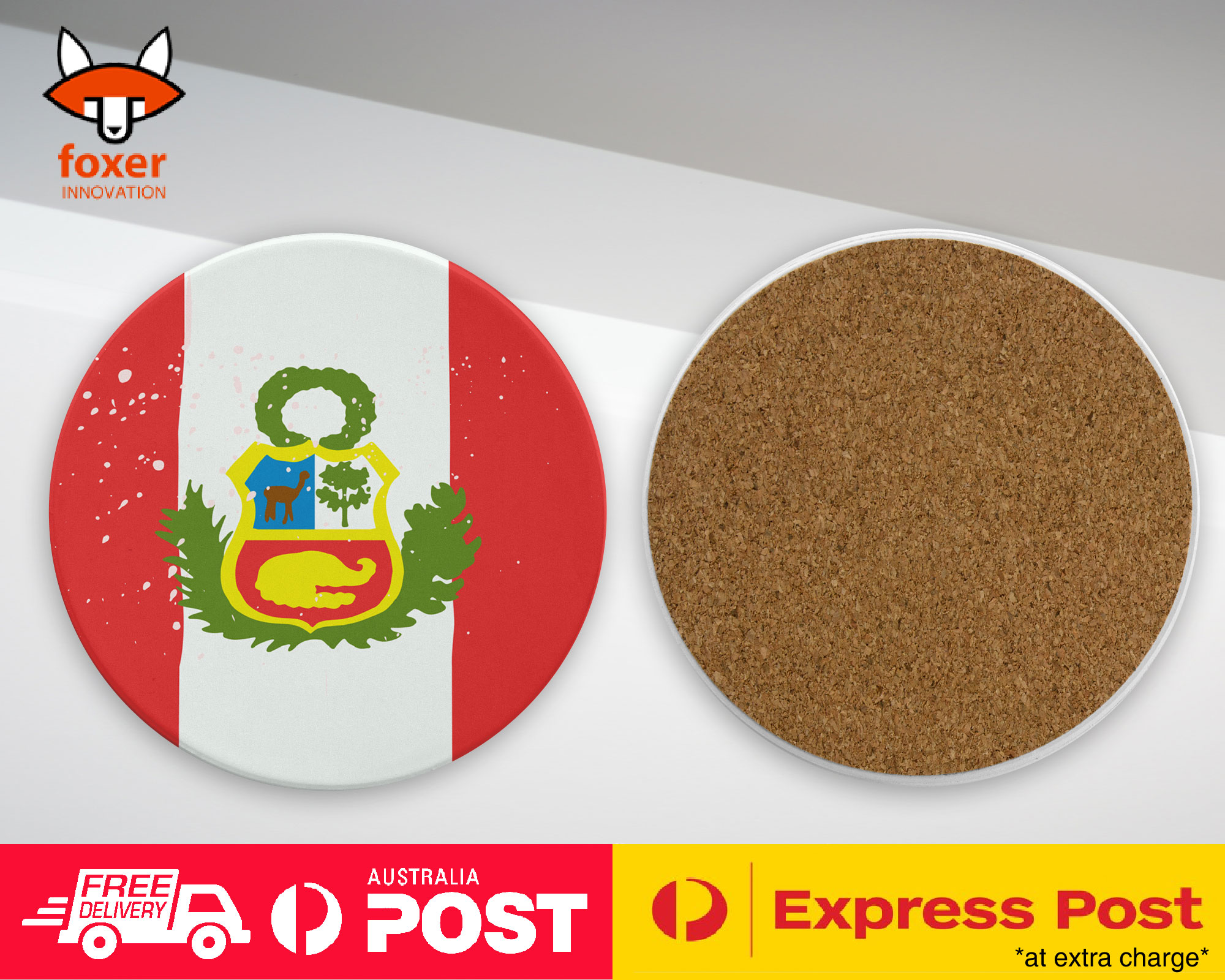 COASTER COFFEE DRINKING MAT|PERU COUNTRY FLAG 292