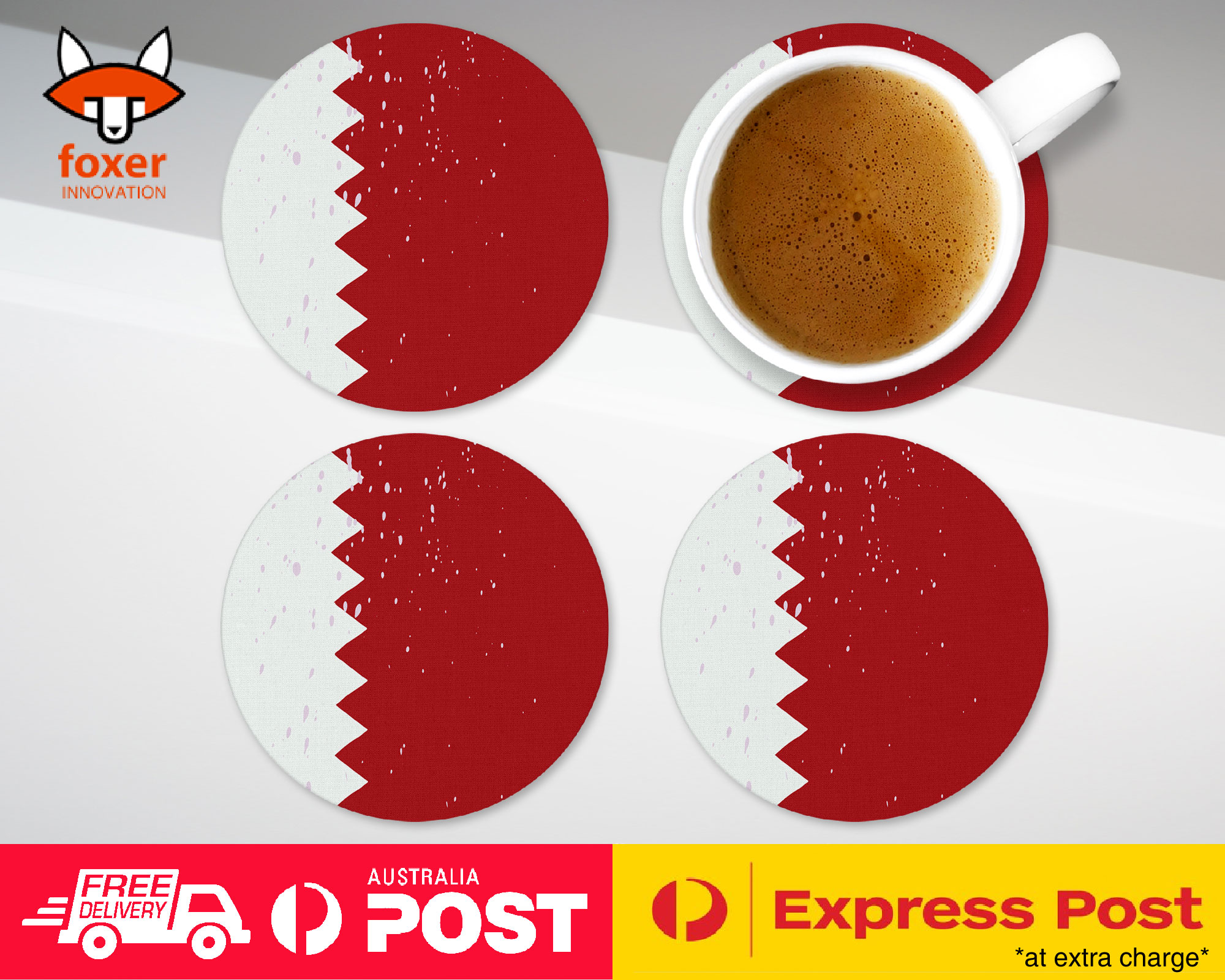 COASTER COFFEE DRINKING MAT|QATAR COUNTRY FLAG 296