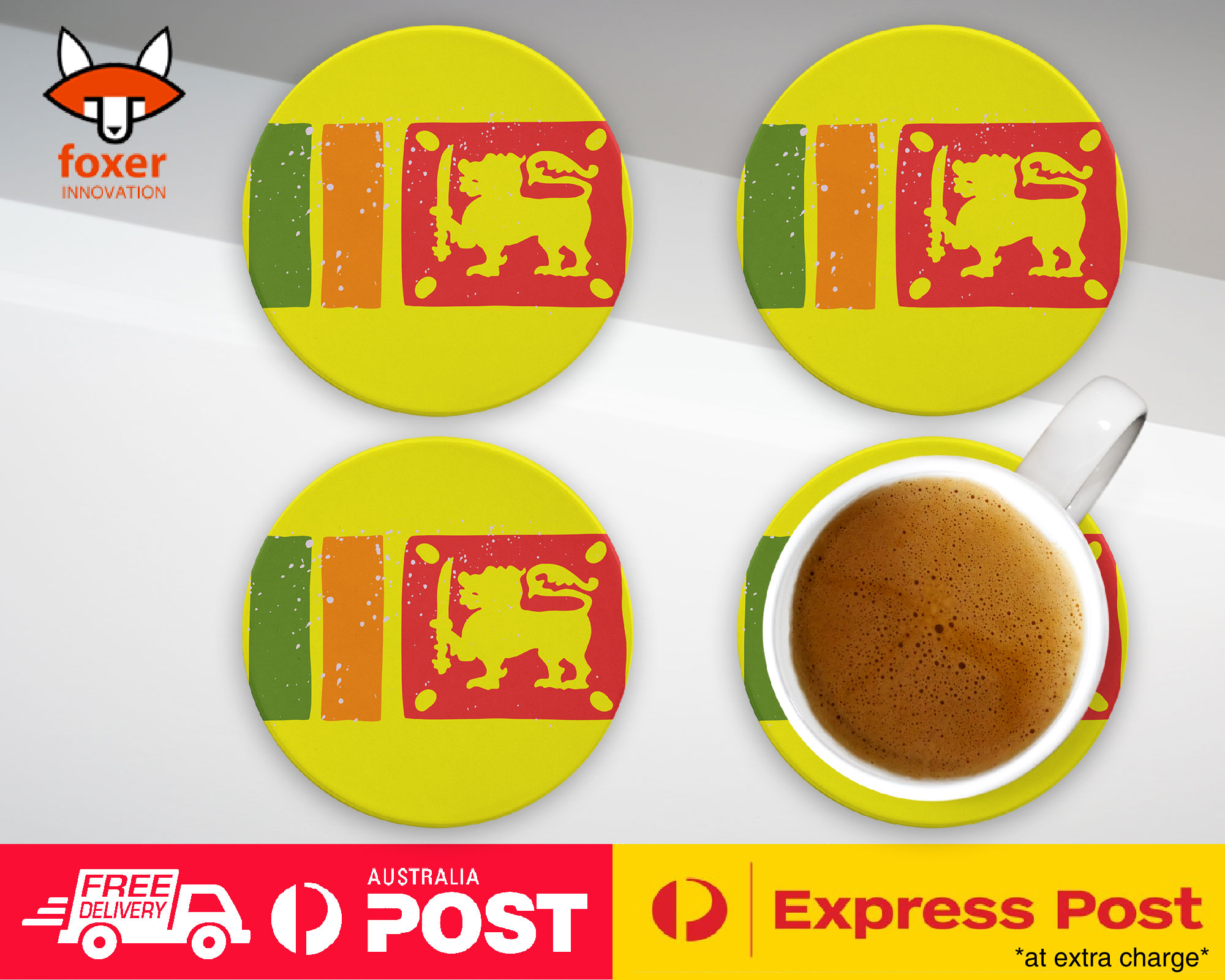 COASTER COFFEE DRINKING MAT|SRI LANKA COUNTRY FLAG