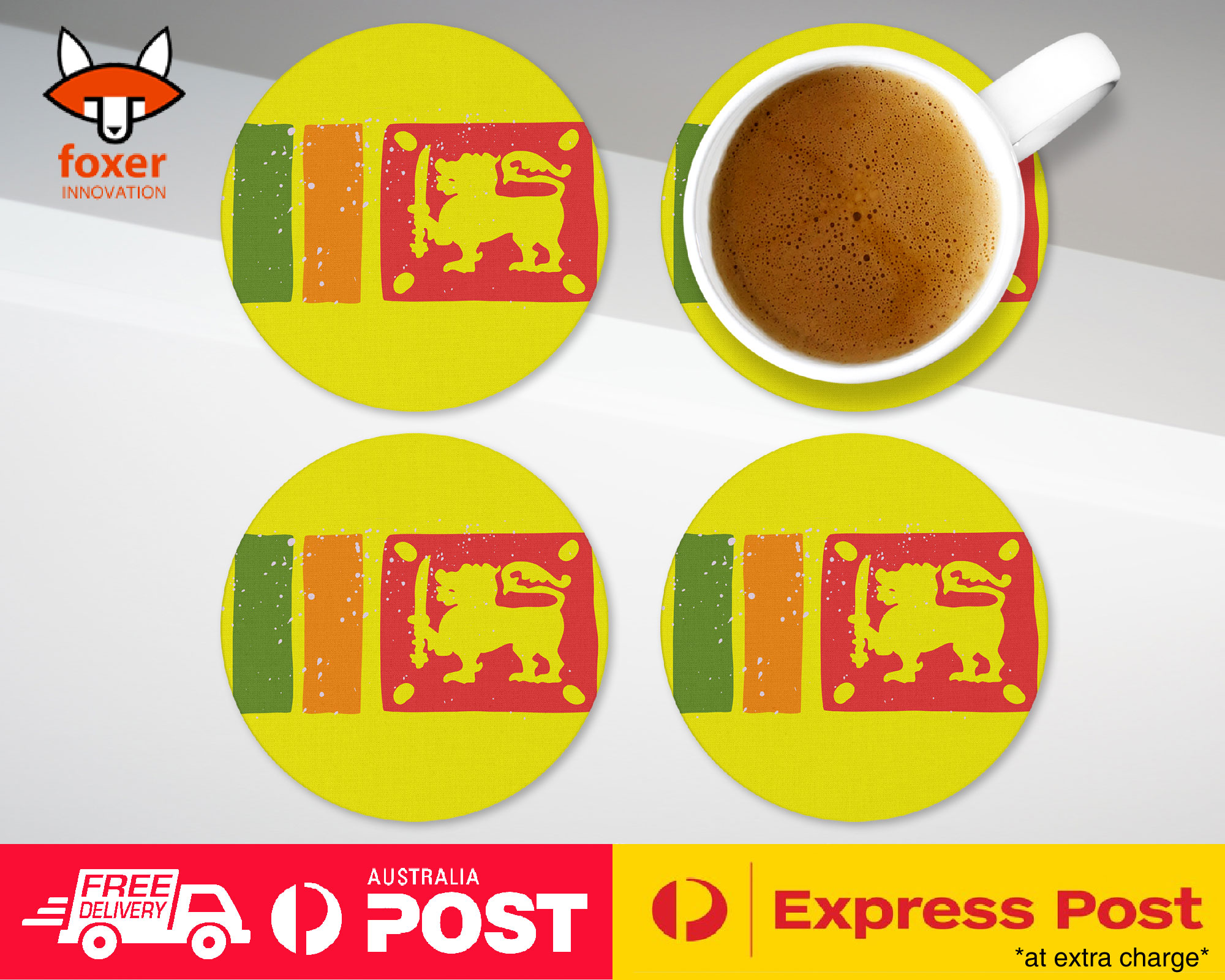 COASTER COFFEE DRINKING MAT|SRI LANKA COUNTRY FLAG