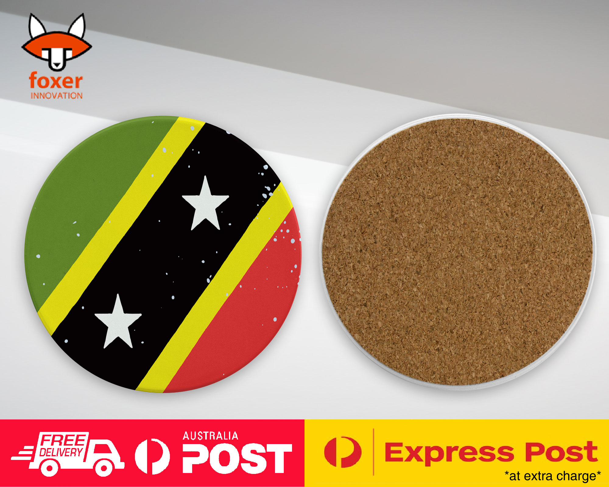 COASTER COFFEE DRINKING MAT|ST KITTS & NEVIS COUNTRY FLAG