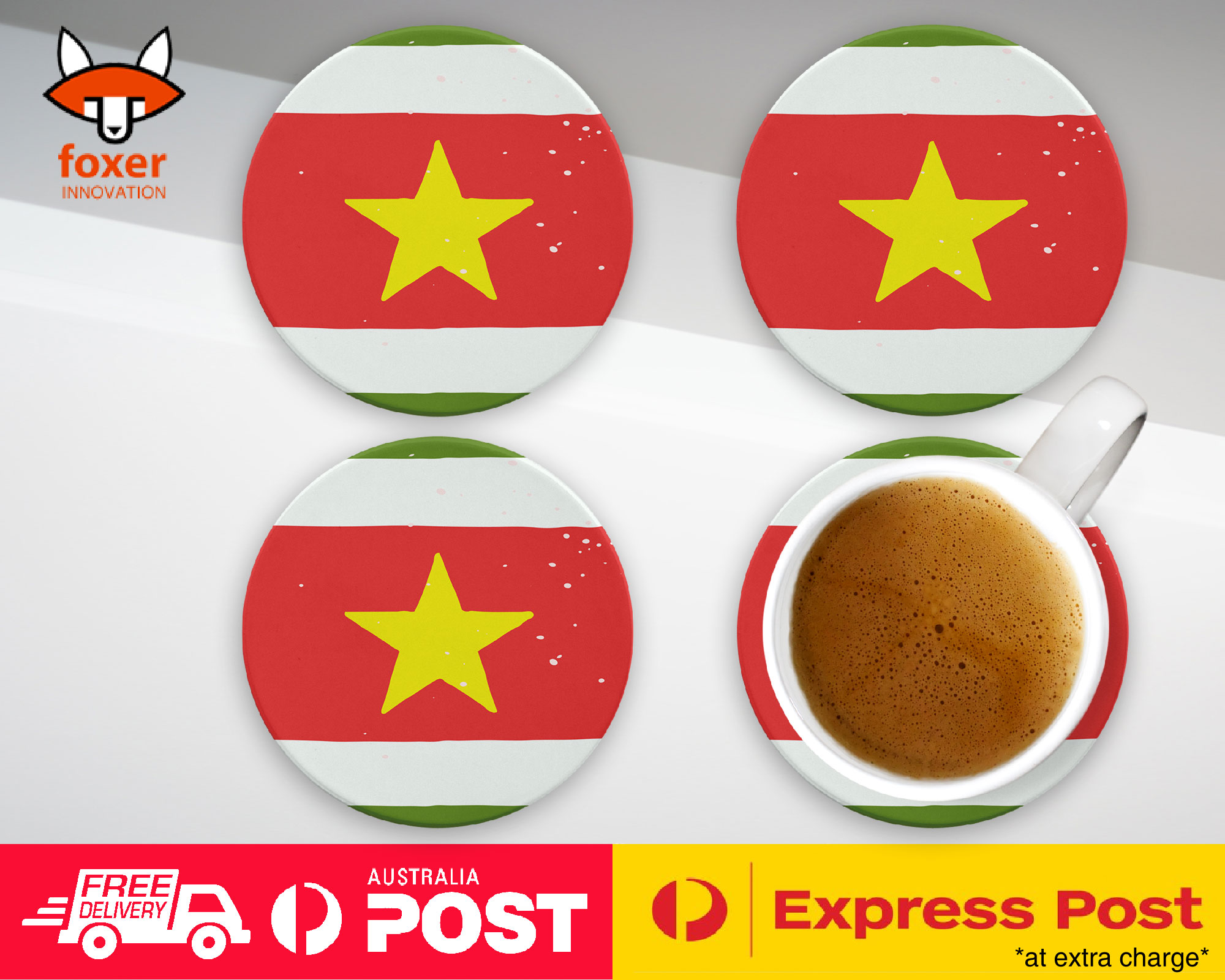 COASTER COFFEE DRINKING MAT|SURINAME COUNTRY FLAG 315