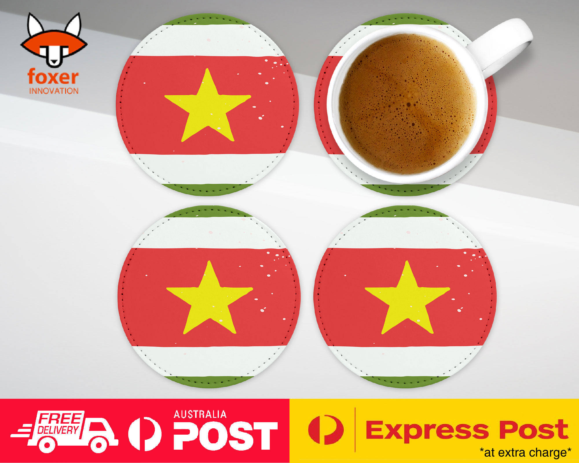 COASTER COFFEE DRINKING MAT|SURINAME COUNTRY FLAG 315