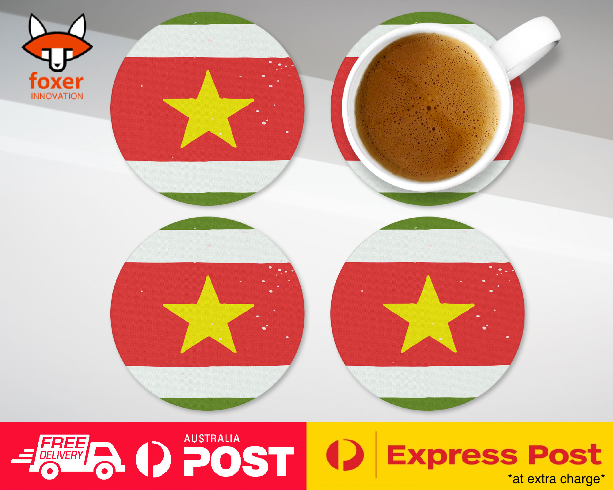 COASTER COFFEE DRINKING MAT|SURINAME COUNTRY FLAG 315
