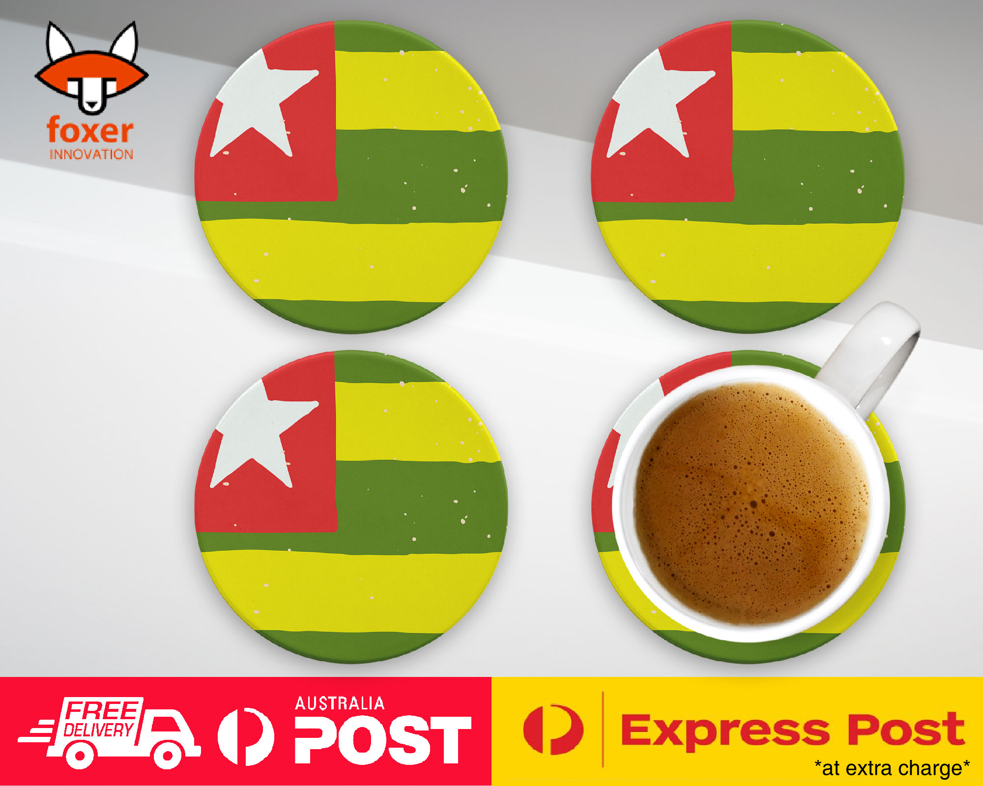 COASTER COFFEE DRINKING MAT|TOGO COUNTRY FLAG 324