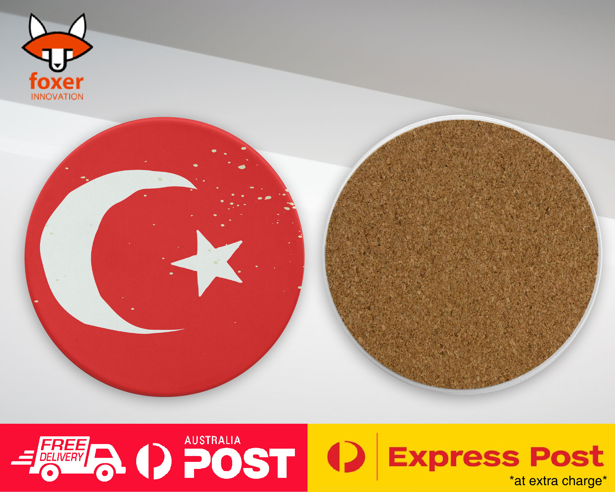 COASTER COFFEE DRINKING MAT|TURKEY COUNTRY FLAG 327