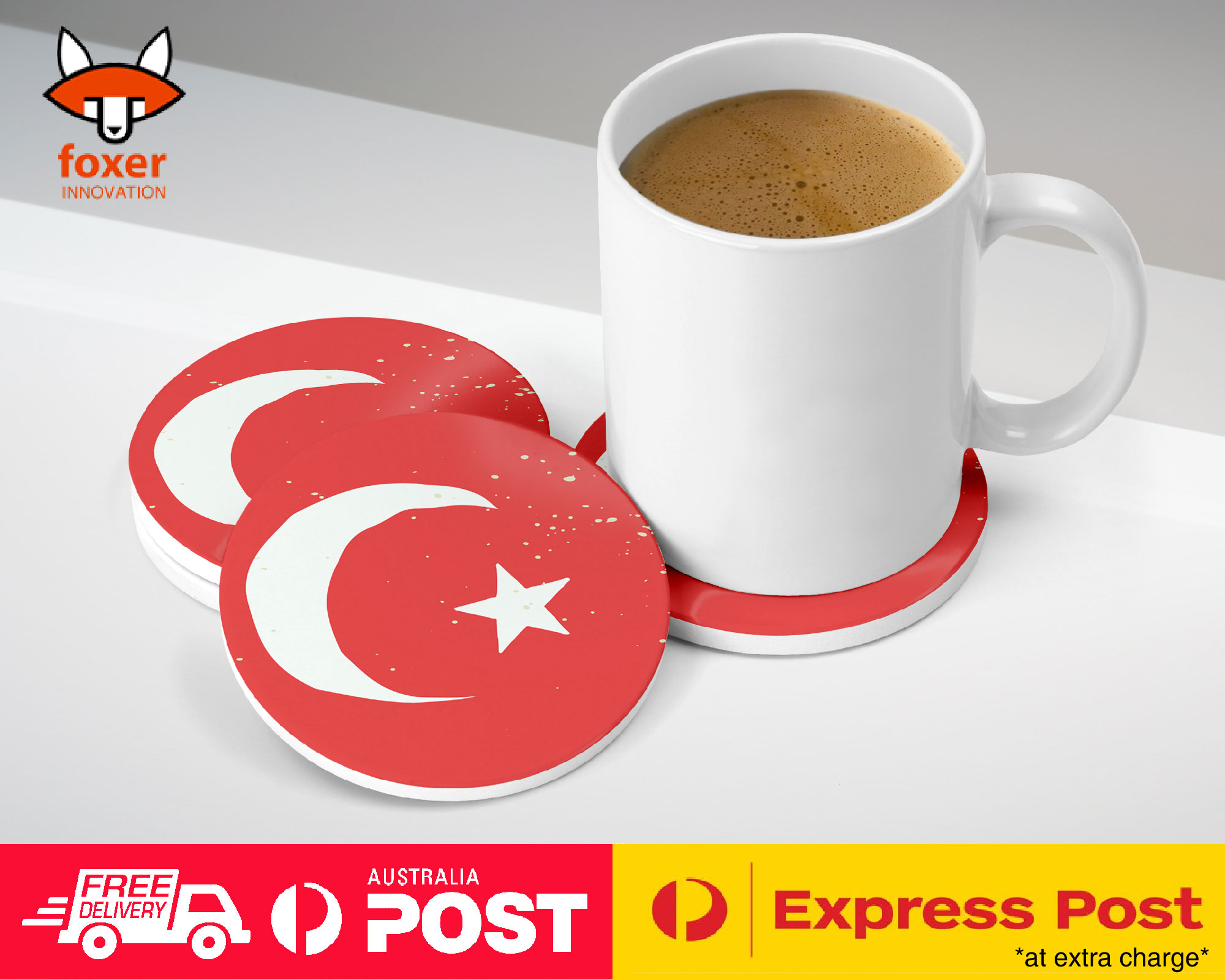 COASTER COFFEE DRINKING MAT|TURKEY COUNTRY FLAG 327