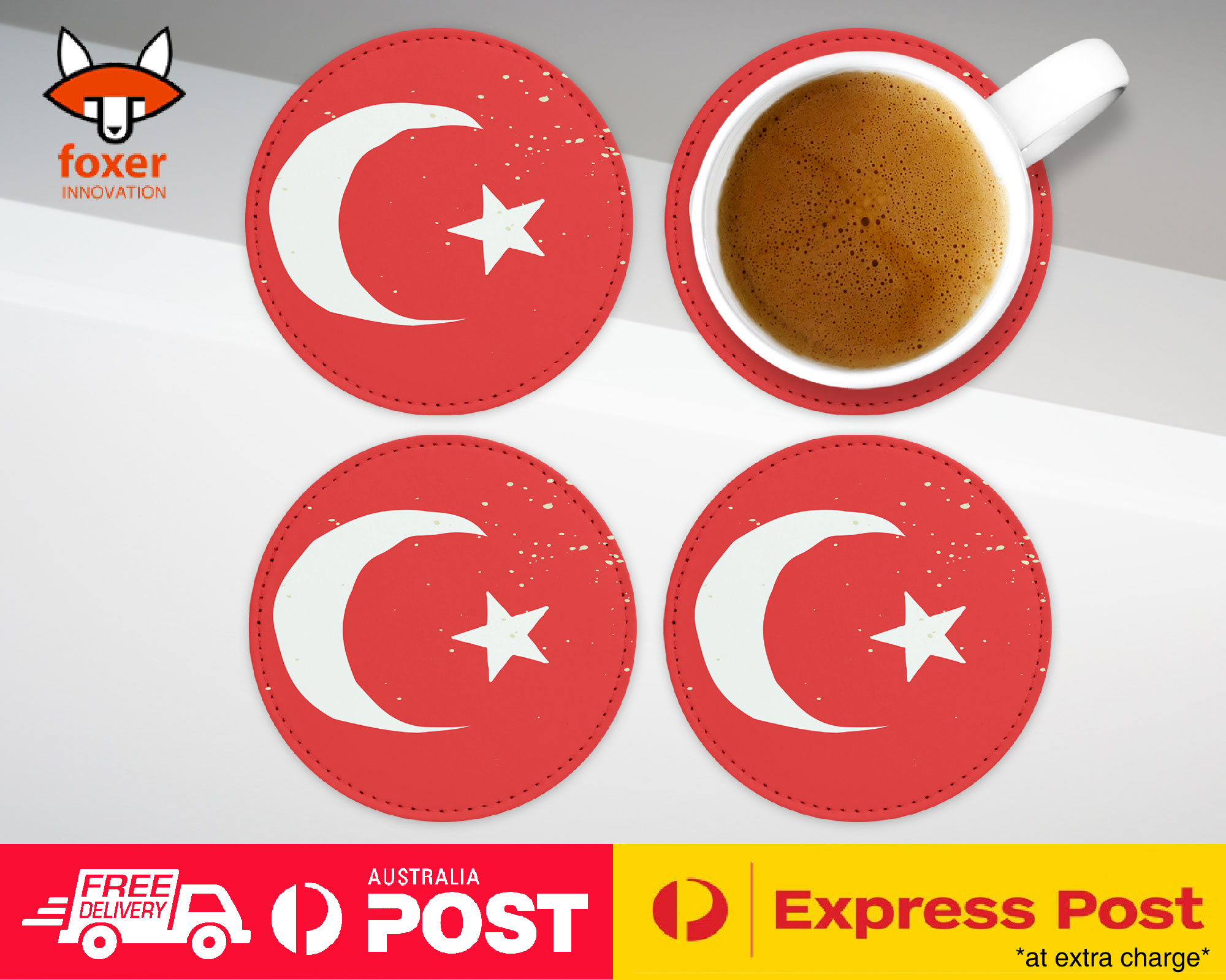 COASTER COFFEE DRINKING MAT|TURKEY COUNTRY FLAG 327