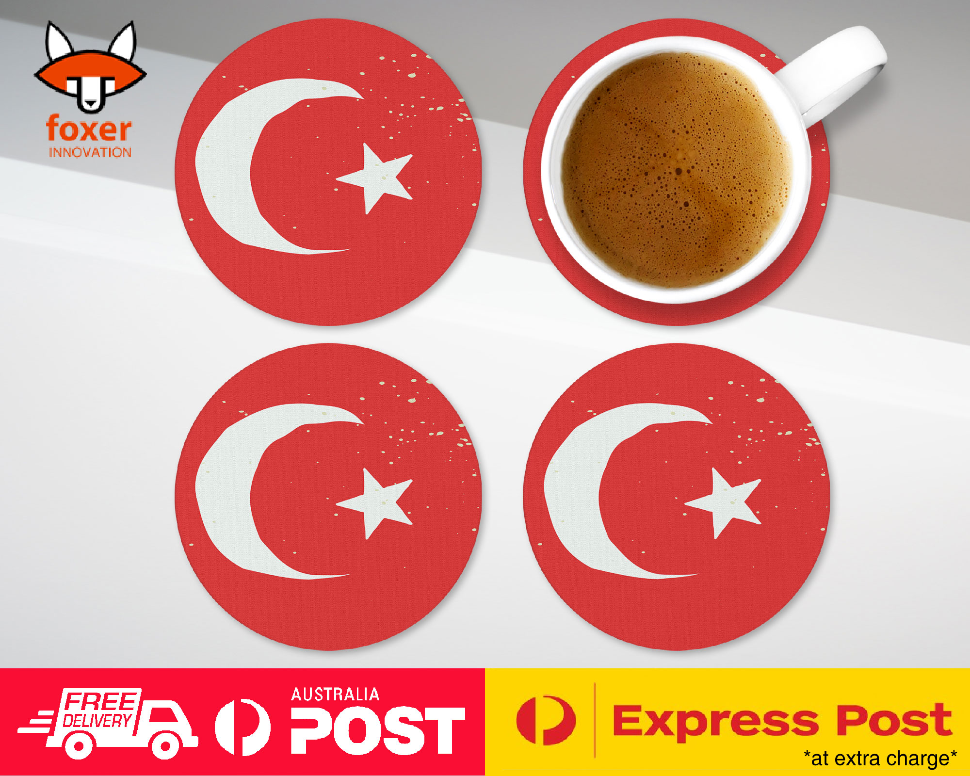 COASTER COFFEE DRINKING MAT|TURKEY COUNTRY FLAG 327
