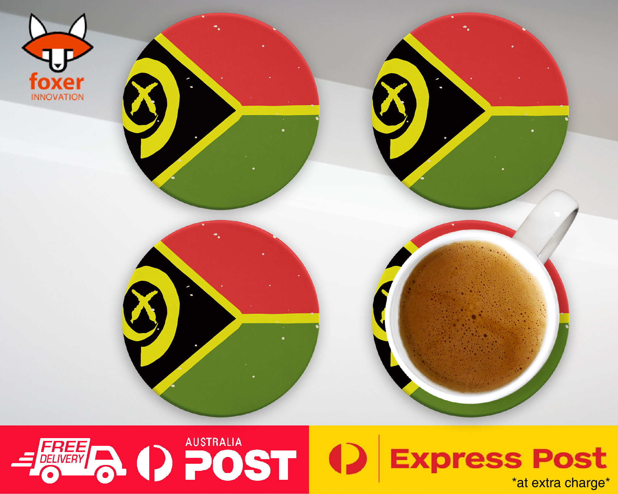 COASTER COFFEE DRINKING MAT|VANUATU COUNTRY FLAG 335