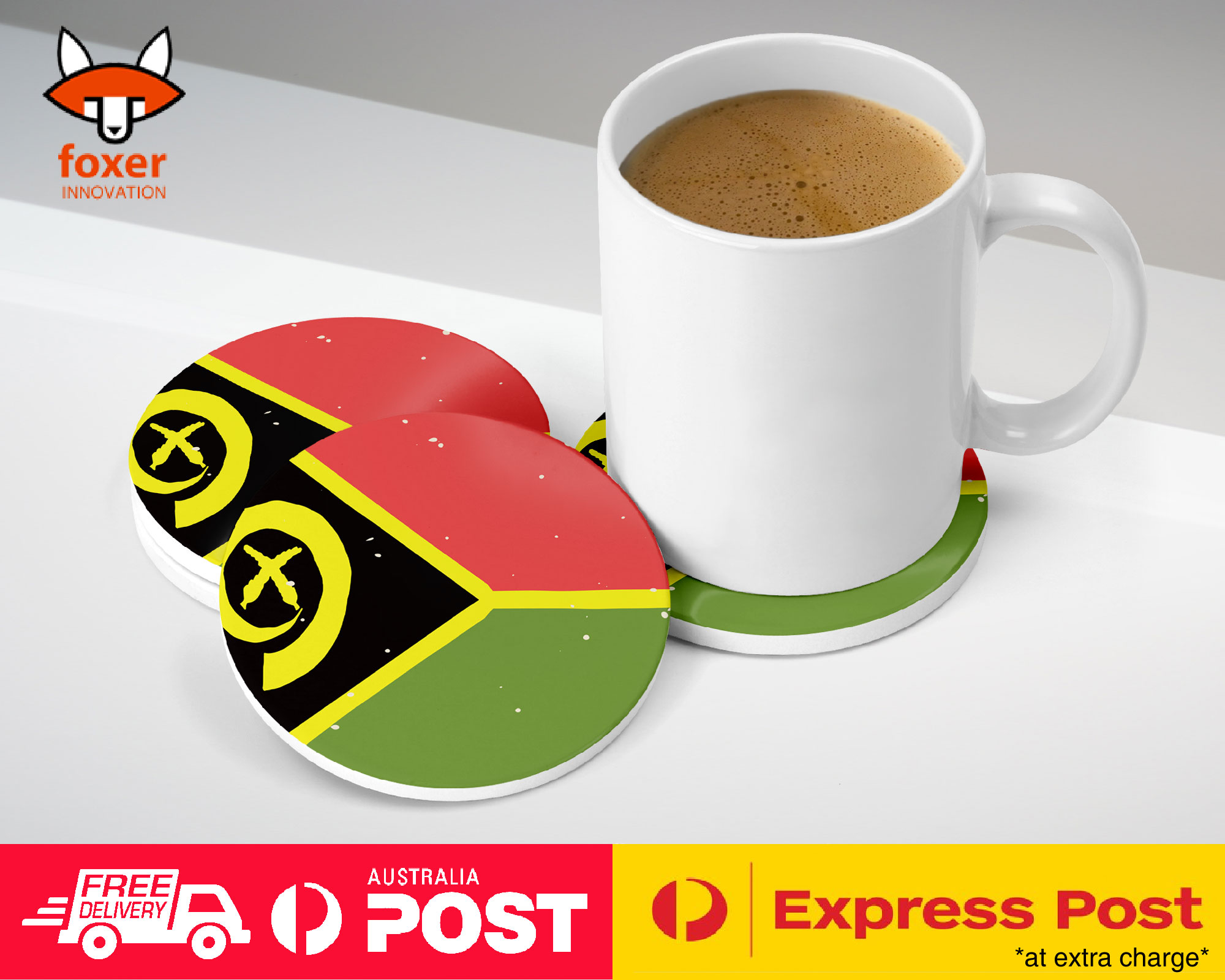 COASTER COFFEE DRINKING MAT|VANUATU COUNTRY FLAG 335