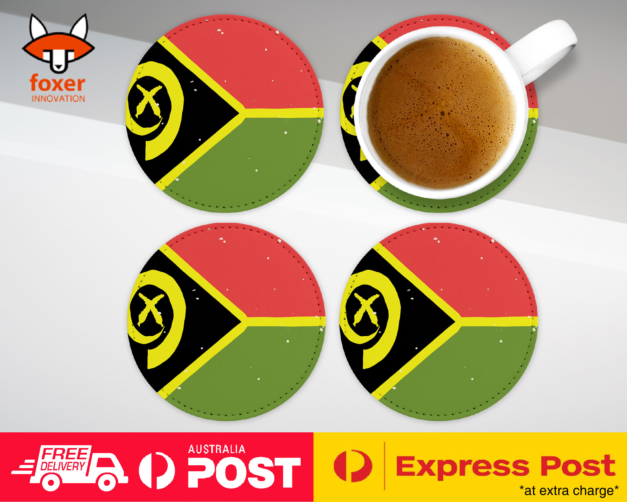 COASTER COFFEE DRINKING MAT|VANUATU COUNTRY FLAG 335