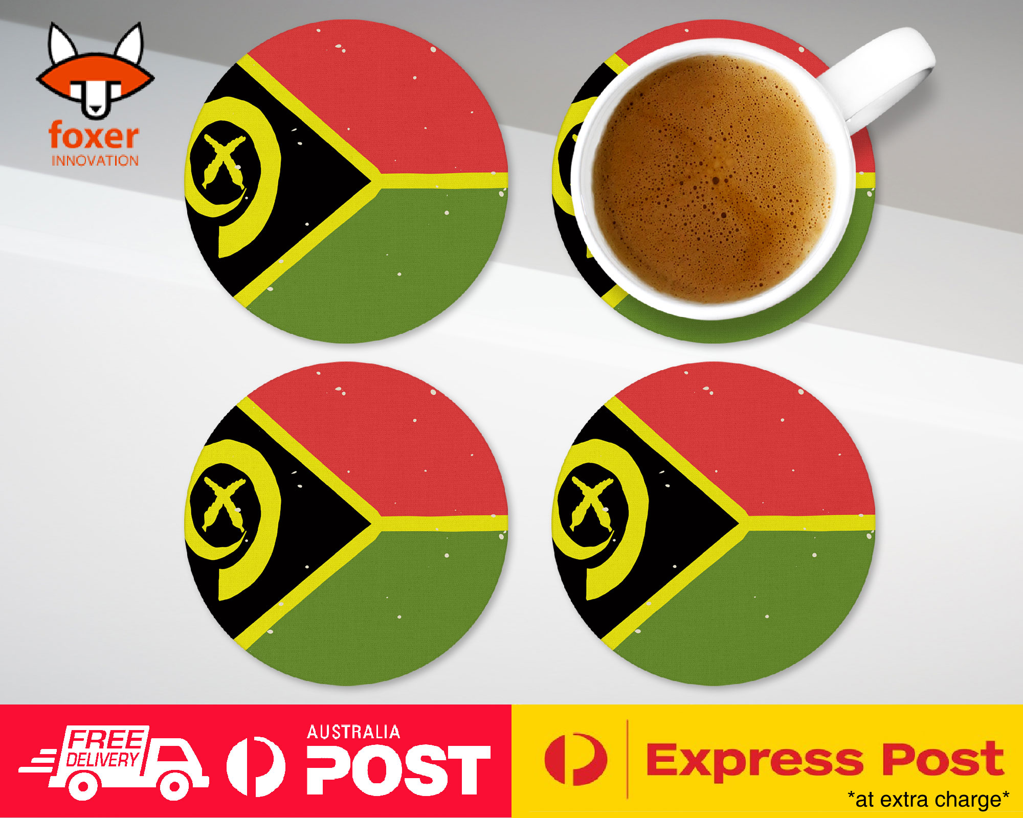 COASTER COFFEE DRINKING MAT|VANUATU COUNTRY FLAG 335
