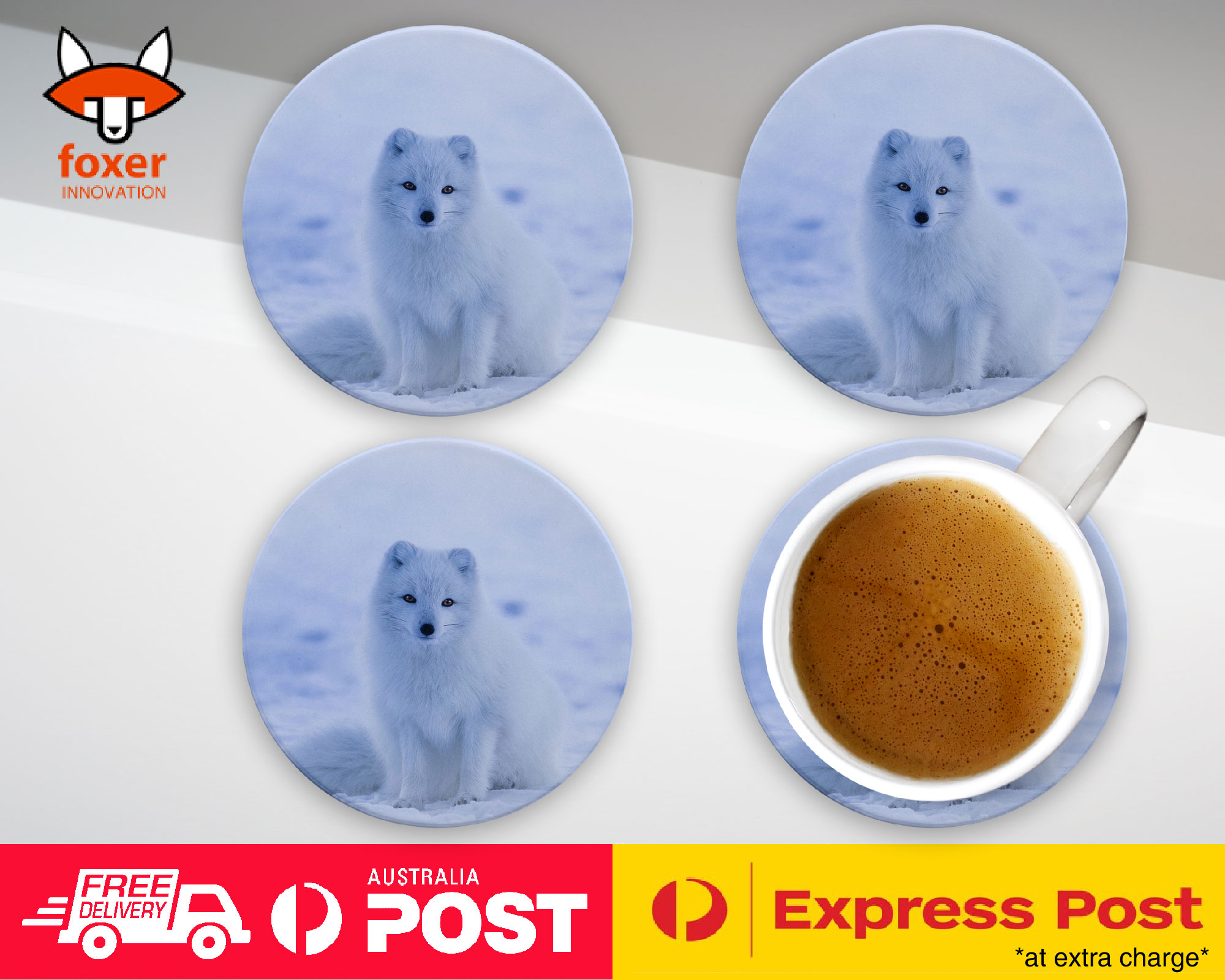 COASTER COFFEE DRINKING MAT|ARTIC FOX 1