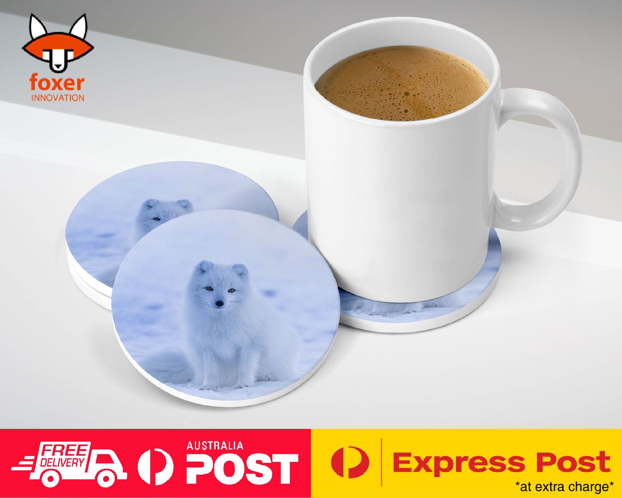 COASTER COFFEE DRINKING MAT|ARTIC FOX 1