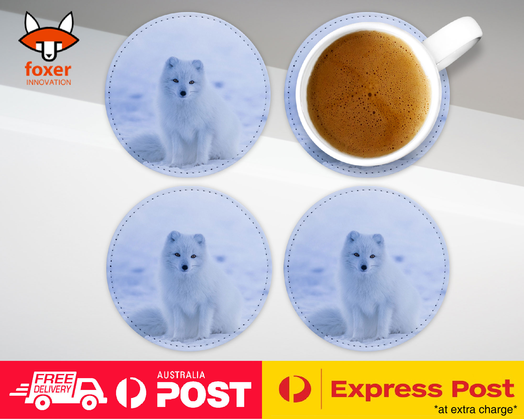 COASTER COFFEE DRINKING MAT|ARTIC FOX 1