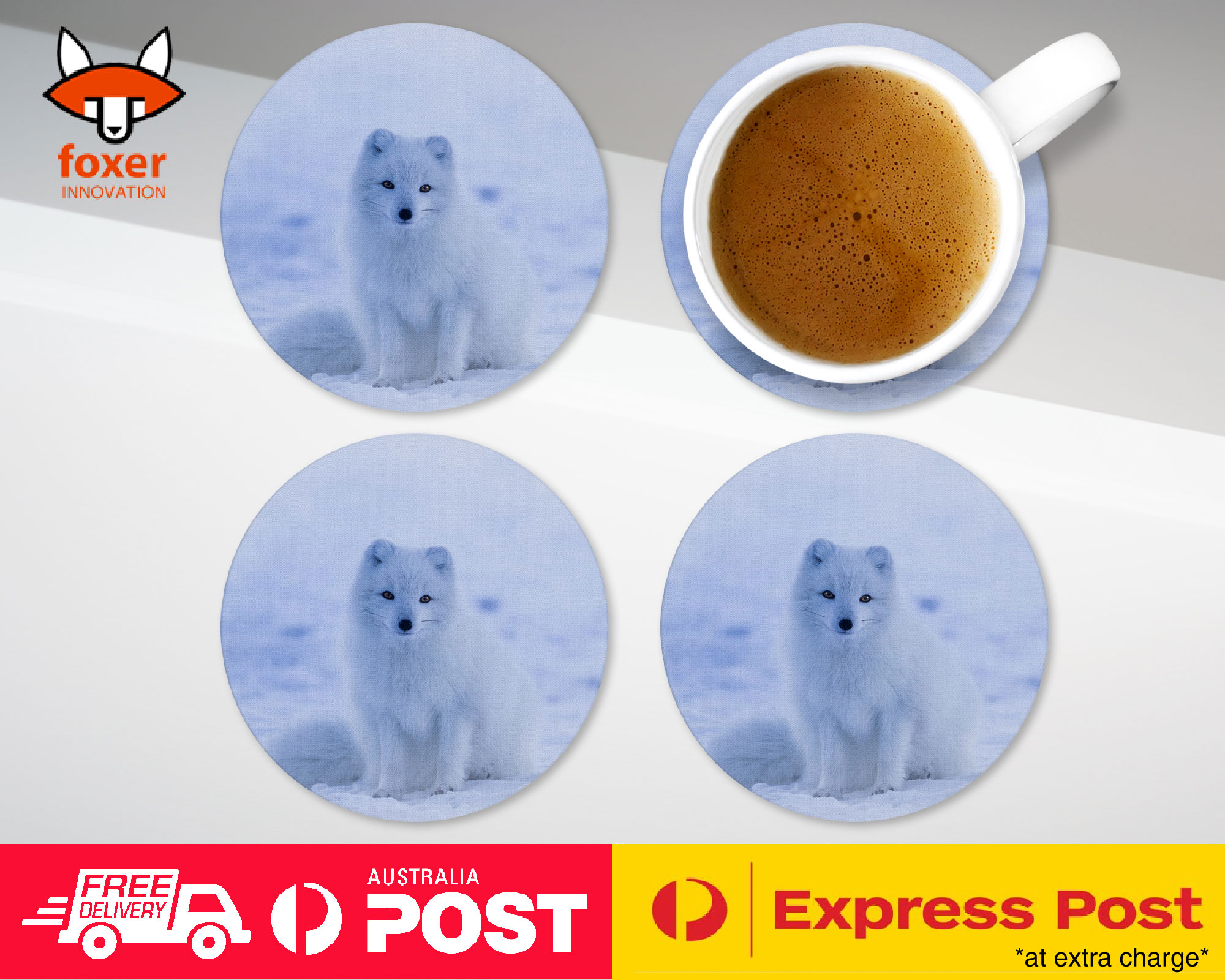 COASTER COFFEE DRINKING MAT|ARTIC FOX 1