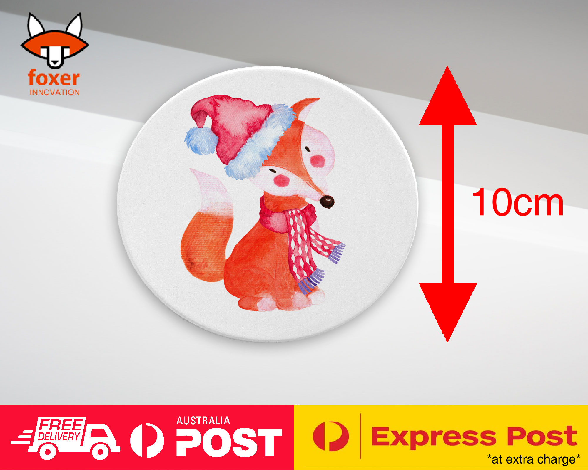 COASTER COFFEE DRINKING MAT|WATERCOLOR FOX CHRISTMAS 1