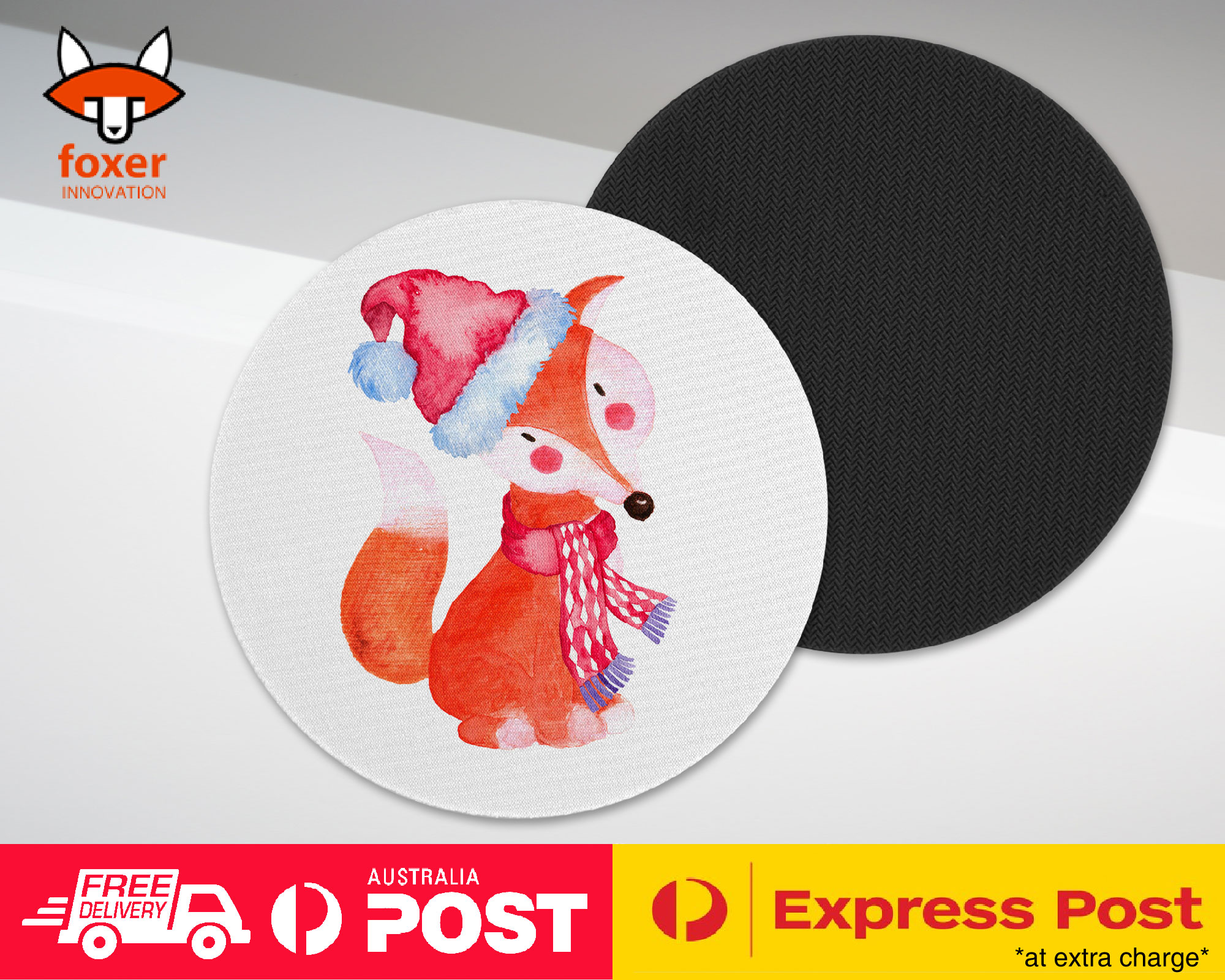 COASTER COFFEE DRINKING MAT|WATERCOLOR FOX CHRISTMAS 1
