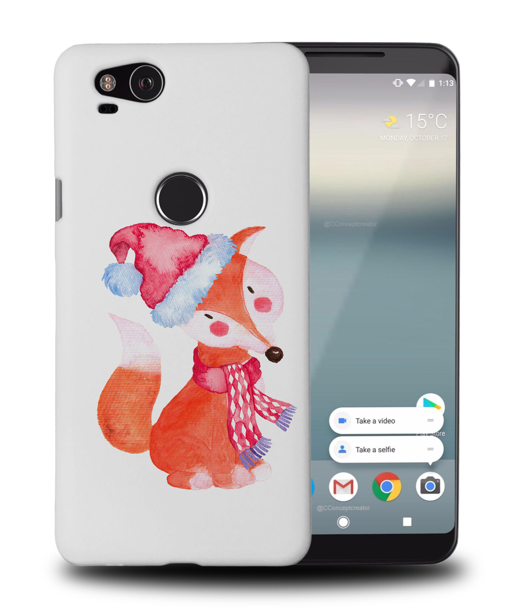 CASE COVER FOR GOOGLE PIXEL|WATERCOLOR FOX CHRISTMAS 1 - Picture 9 of 11