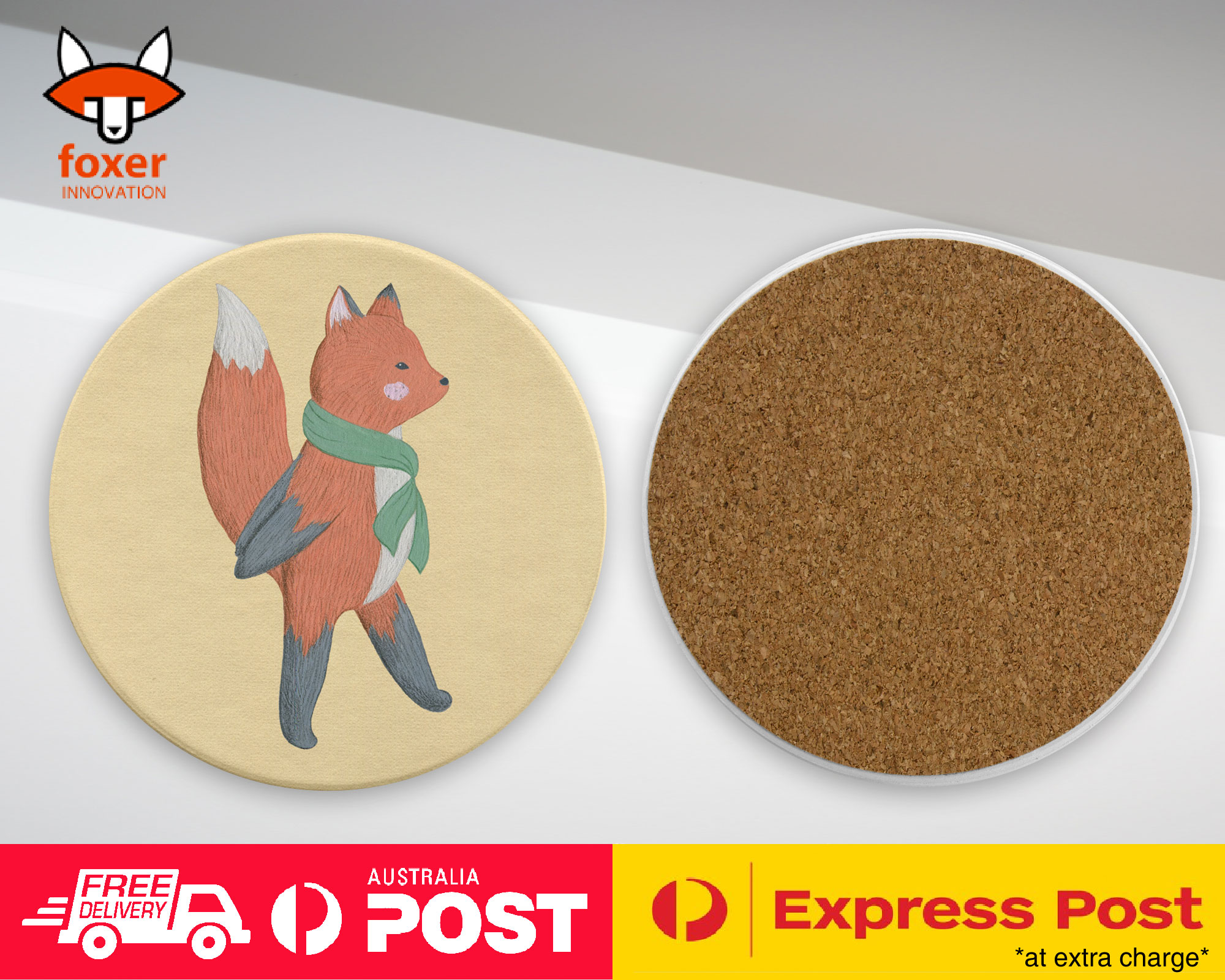 COASTER COFFEE DRINKING MAT|FOX SKETCH ART 2