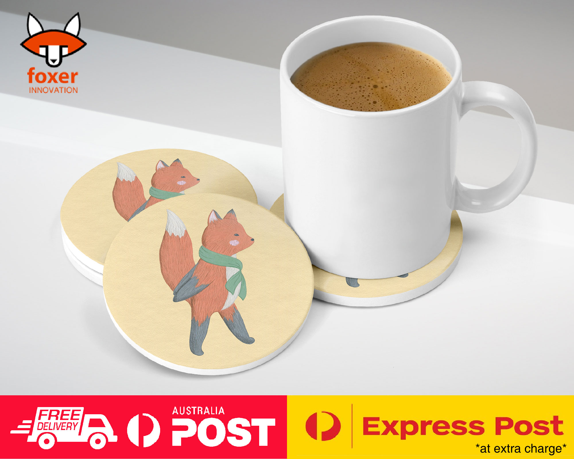 COASTER COFFEE DRINKING MAT|FOX SKETCH ART 2
