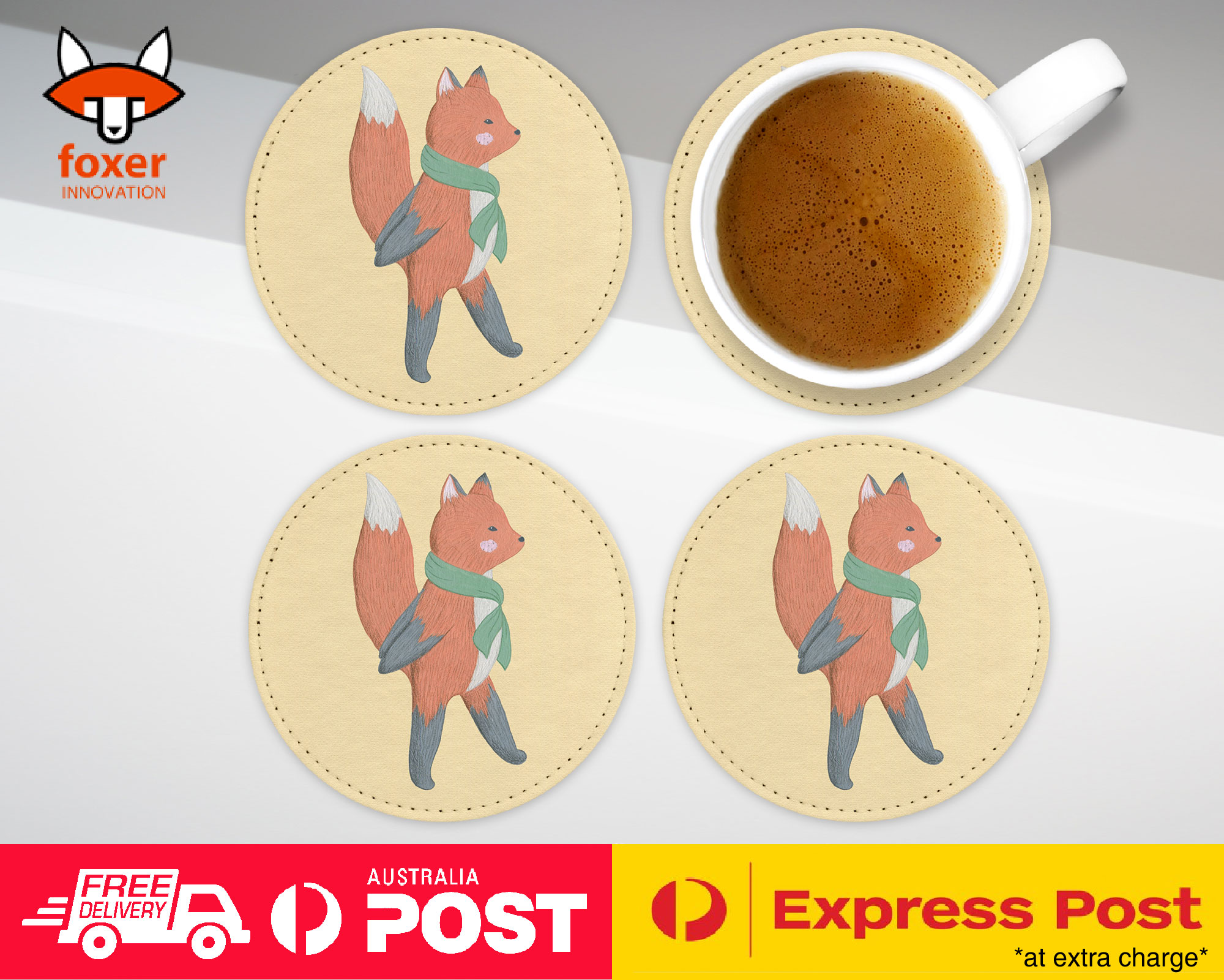 COASTER COFFEE DRINKING MAT|FOX SKETCH ART 2