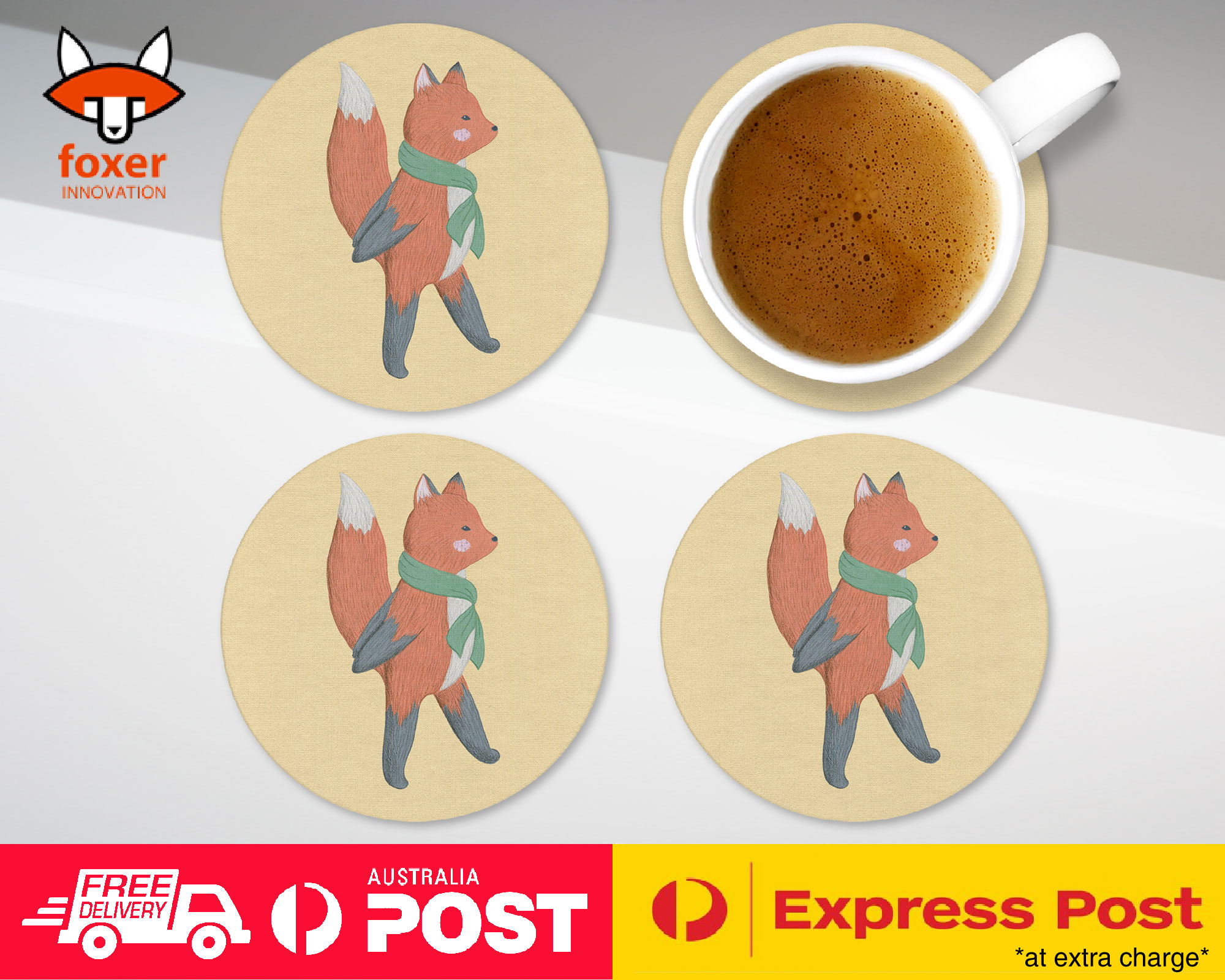 COASTER COFFEE DRINKING MAT|FOX SKETCH ART 2