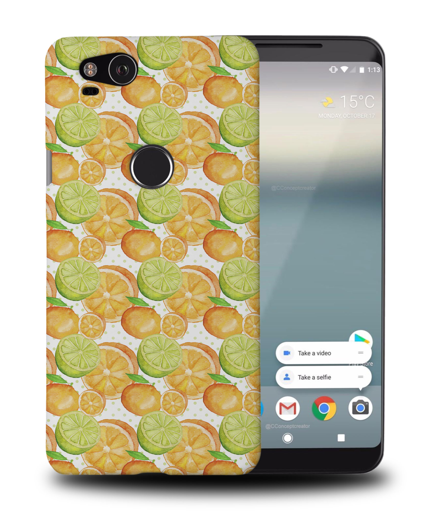 CASE COVER FOR GOOGLE PIXEL|ORANGE FRUIT LEMON PATTERN - Picture 9 of 11