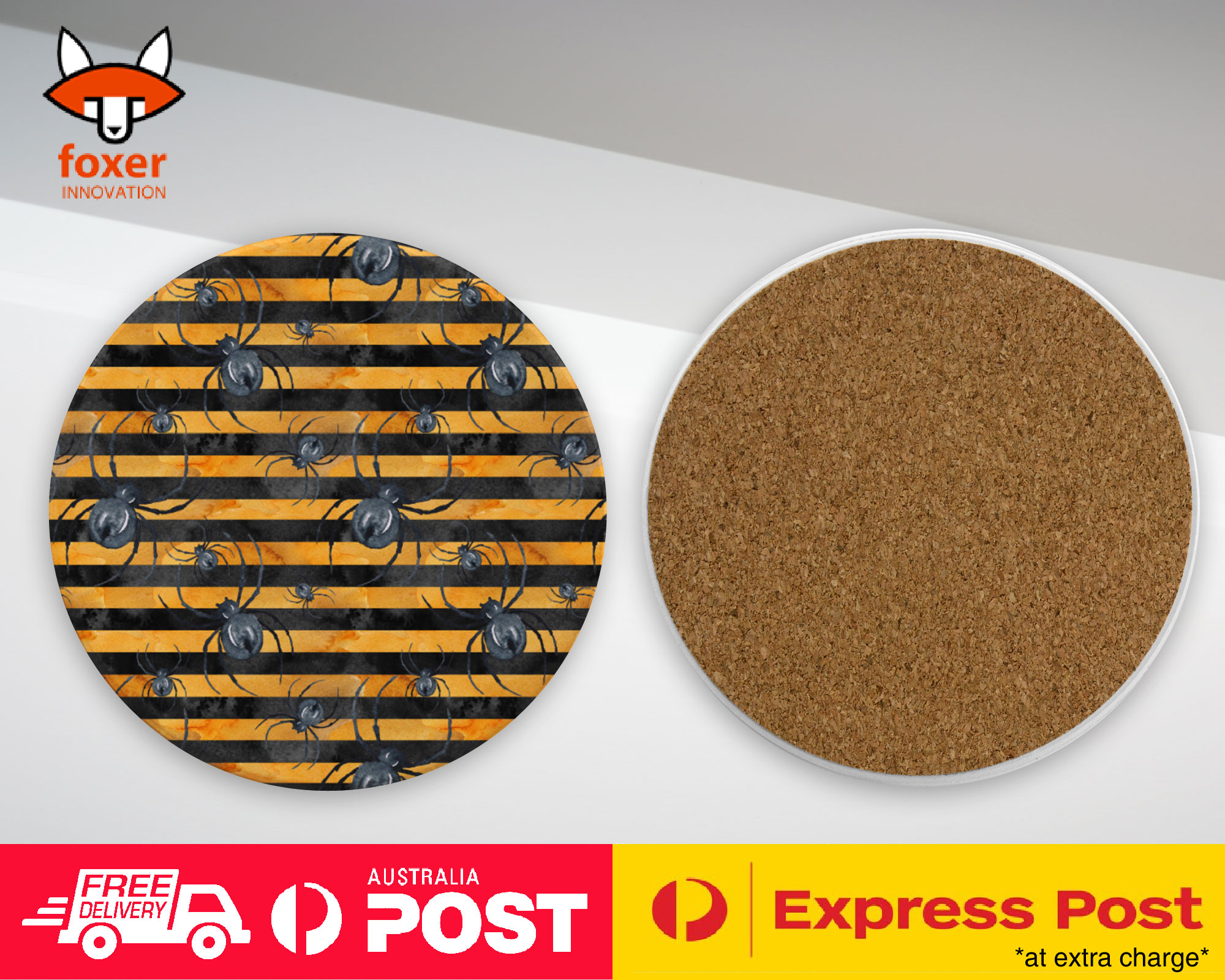 COASTER COFFEE DRINKING MAT|HALLOWEEN SPIDER PATTERN