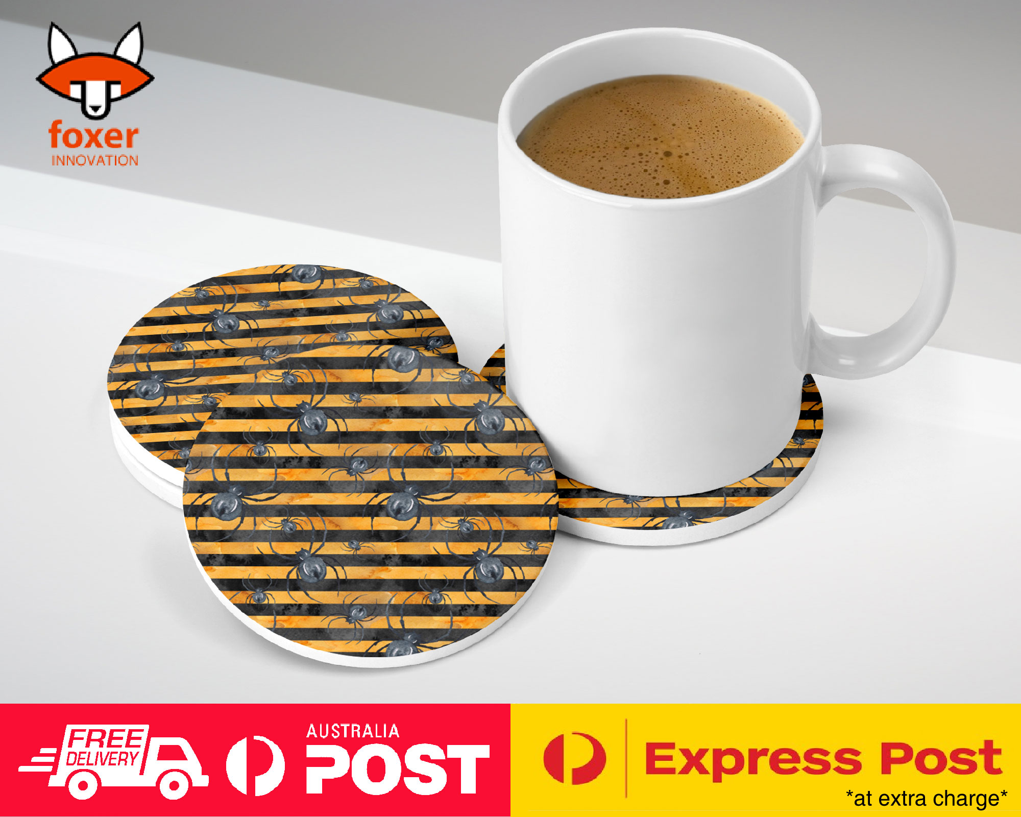COASTER COFFEE DRINKING MAT|HALLOWEEN SPIDER PATTERN