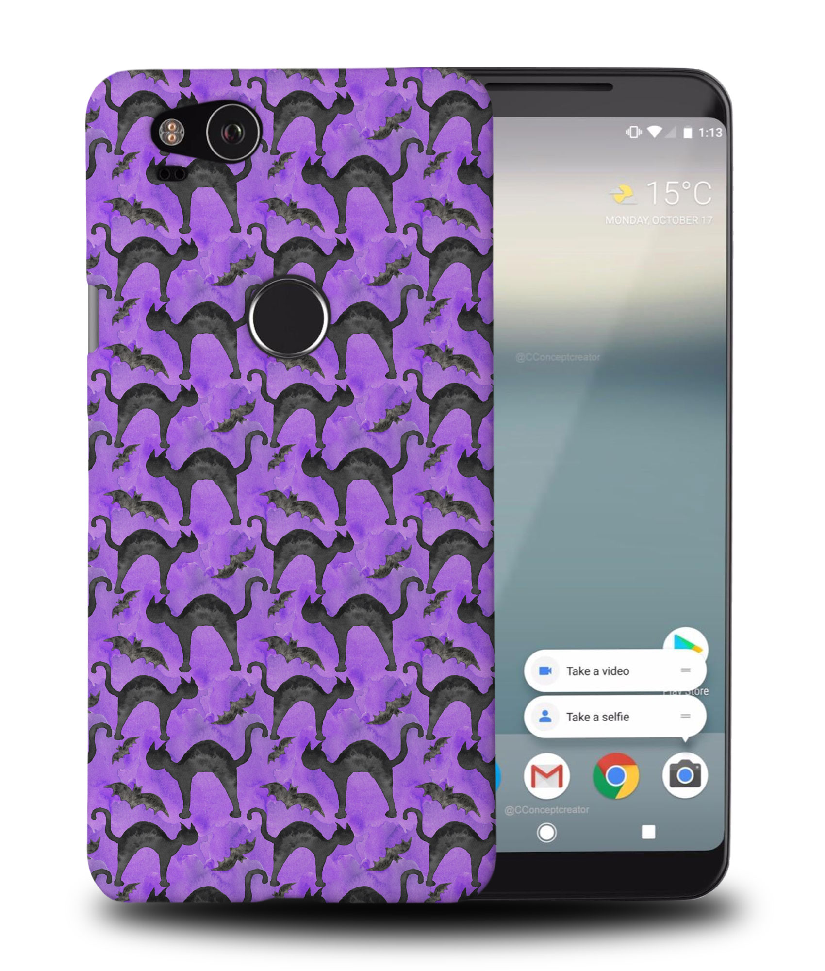 CASE COVER FOR GOOGLE PIXEL|HALLOWEEN BLACK CAT PATTERN - 第 9/11 張圖片
