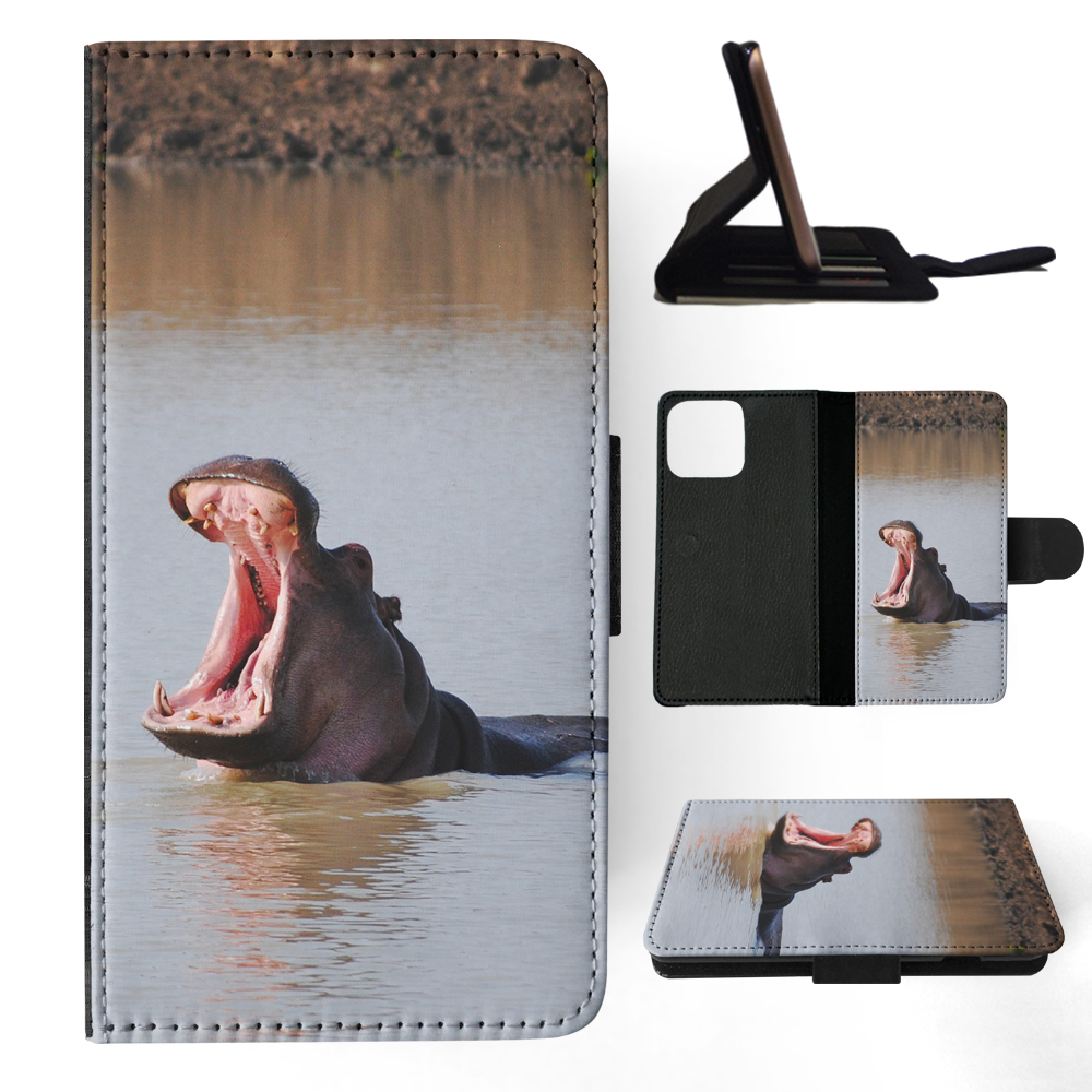 FLIP CASE FOR APPLE IPHONE|HIPPO HIPPOPOTAMUS 8 - Picture 6 of 193