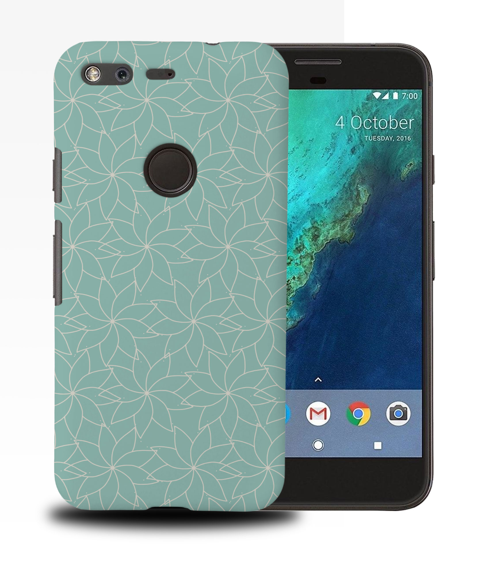 CASE COVER FOR GOOGLE PIXEL|TEAL FLORAL MANDALA PATTERN 2 - Picture 11 of 11