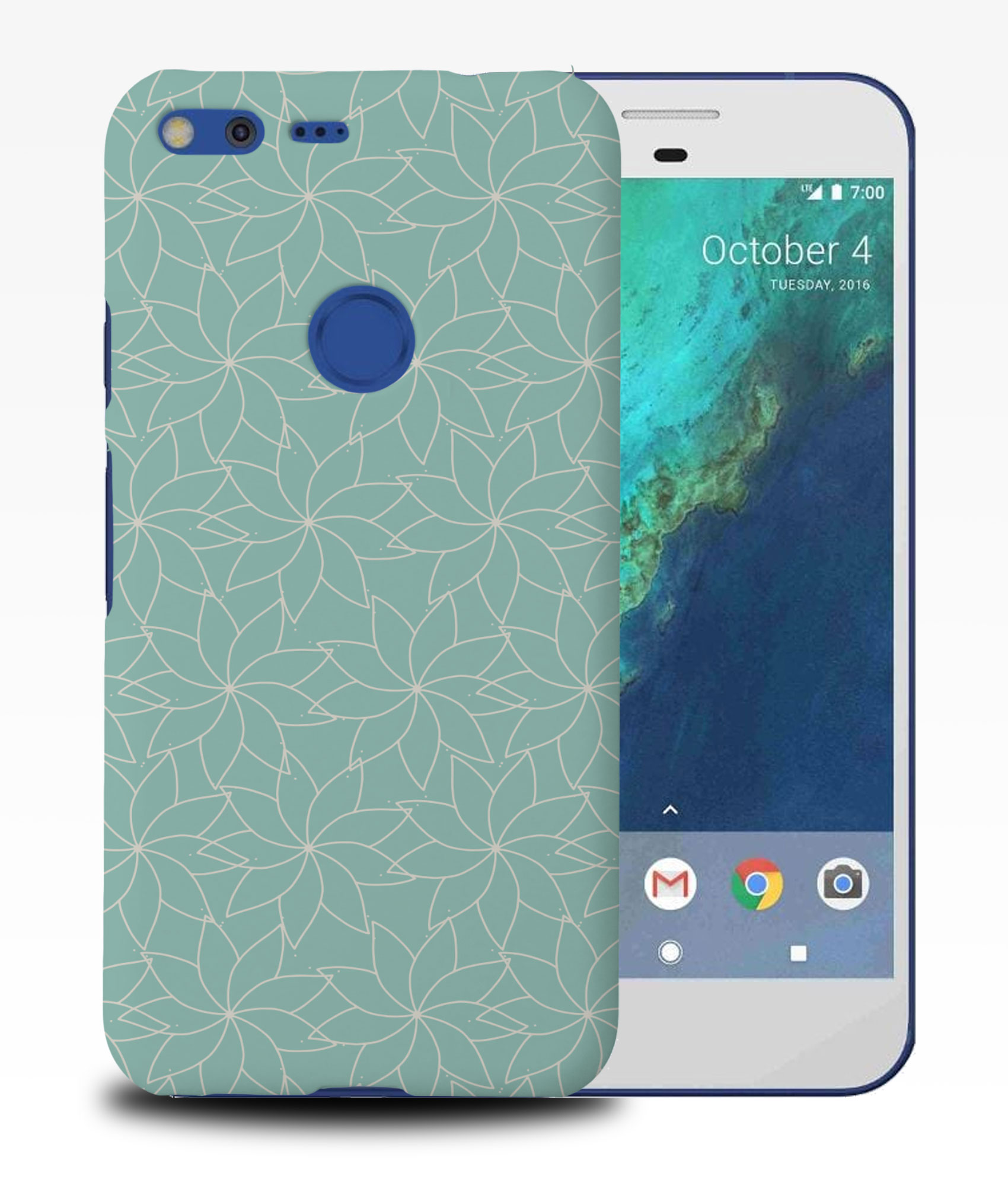 CASE COVER FOR GOOGLE PIXEL|TEAL FLORAL MANDALA PATTERN 2 - Picture 10 of 11