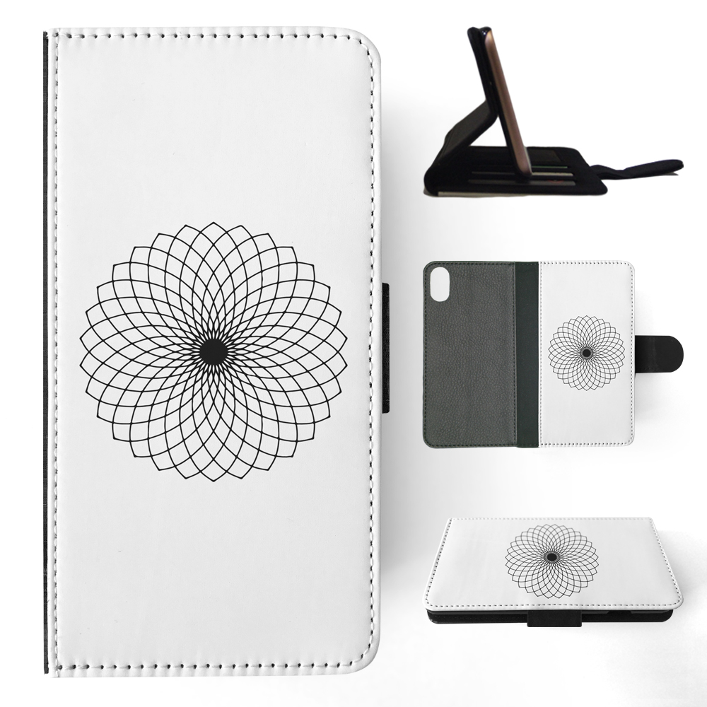 FLIP CASE FOR APPLE IPHONE|BLACK & WHITE FLORAL MANDALA 9 - Imagen 119 de 193