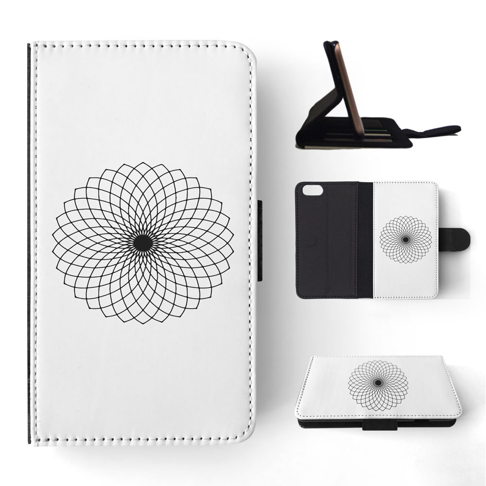FLIP CASE FOR APPLE IPHONE|BLACK & WHITE FLORAL MANDALA 9 - Imagen 169 de 193