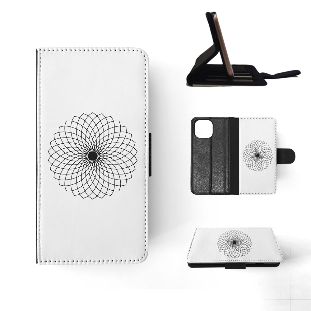 FLIP CASE FOR APPLE IPHONE|BLACK & WHITE FLORAL MANDALA 9 - Imagen 81 de 193