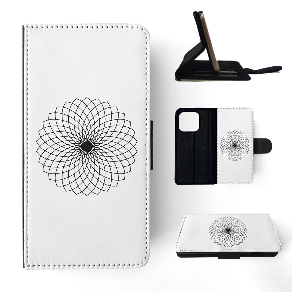 FLIP CASE FOR APPLE IPHONE|BLACK & WHITE FLORAL MANDALA 9 - Imagen 71 de 193