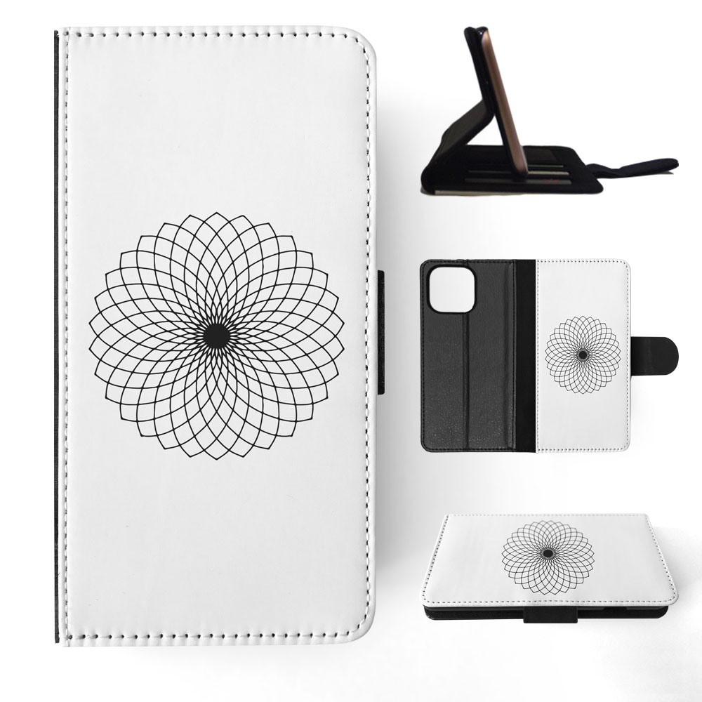 FLIP CASE FOR APPLE IPHONE|BLACK & WHITE FLORAL MANDALA 9 - Imagen 66 de 193