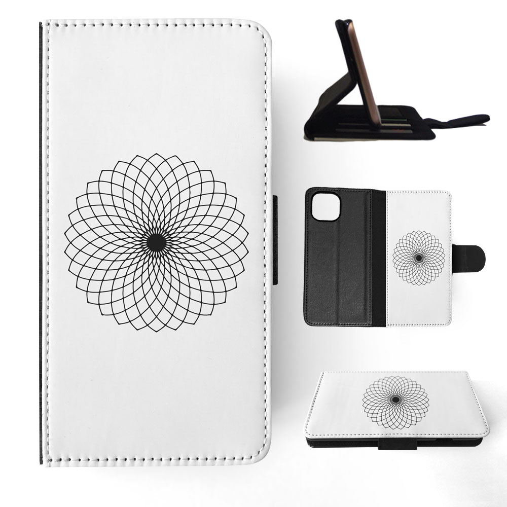 FLIP CASE FOR APPLE IPHONE|BLACK & WHITE FLORAL MANDALA 9 - Imagen 56 de 193