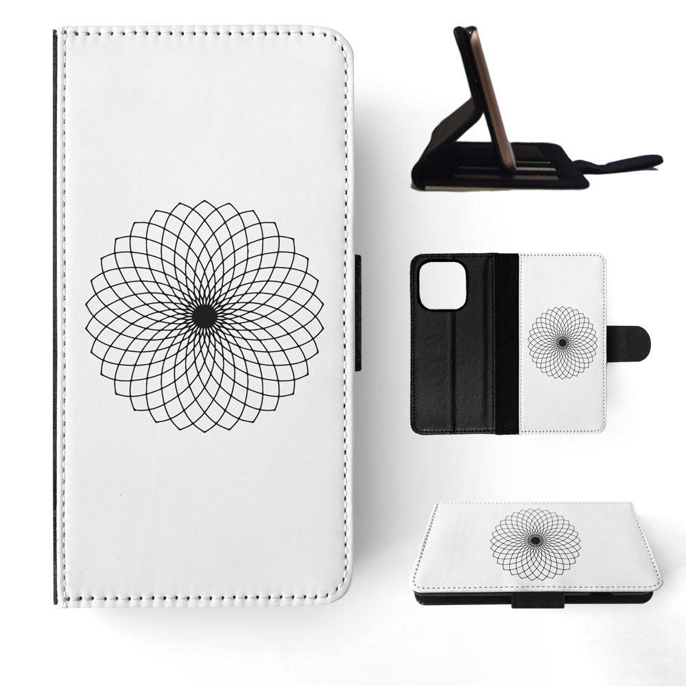 FLIP CASE FOR APPLE IPHONE|BLACK & WHITE FLORAL MANDALA 9 - Imagen 51 de 193