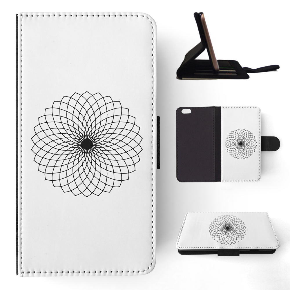 FLIP CASE FOR APPLE IPHONE|BLACK & WHITE FLORAL MANDALA 9 - Imagen 149 de 193