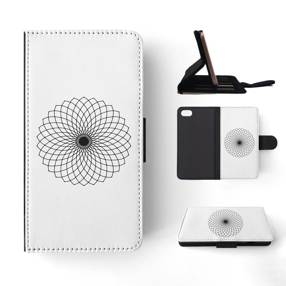 FLIP CASE FOR APPLE IPHONE|BLACK & WHITE FLORAL MANDALA 9 - Imagen 134 de 193