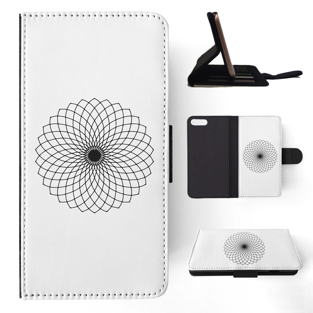 FLIP CASE FOR APPLE IPHONE|BLACK & WHITE FLORAL MANDALA 9 - Imagen 129 de 193