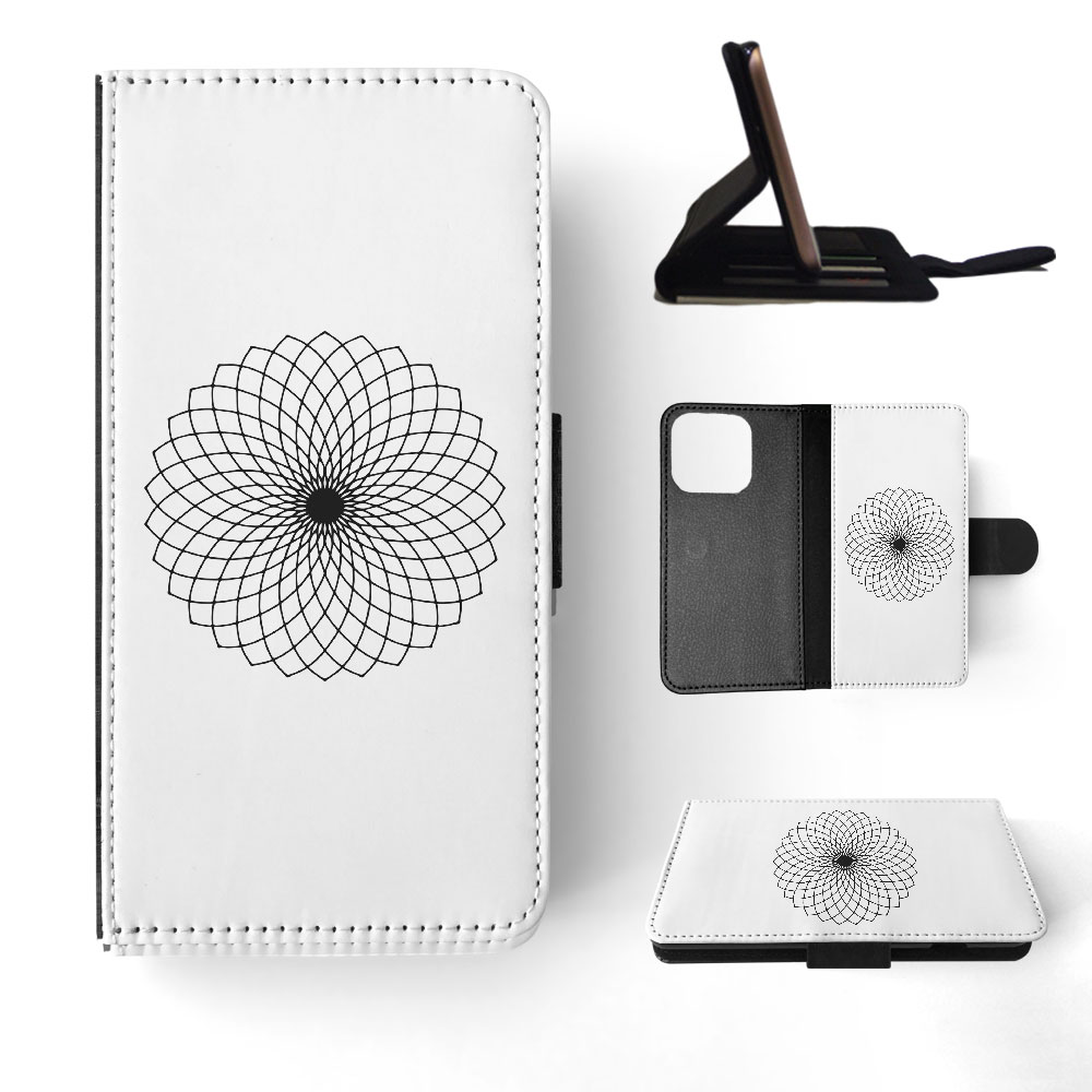FLIP CASE FOR APPLE IPHONE|BLACK & WHITE FLORAL MANDALA 9 - Imagen 31 de 193