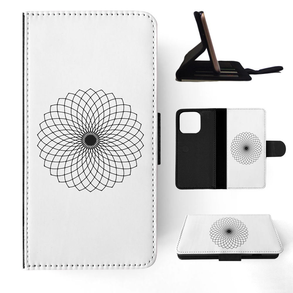 FLIP CASE FOR APPLE IPHONE|BLACK & WHITE FLORAL MANDALA 9 - Imagen 11 de 193