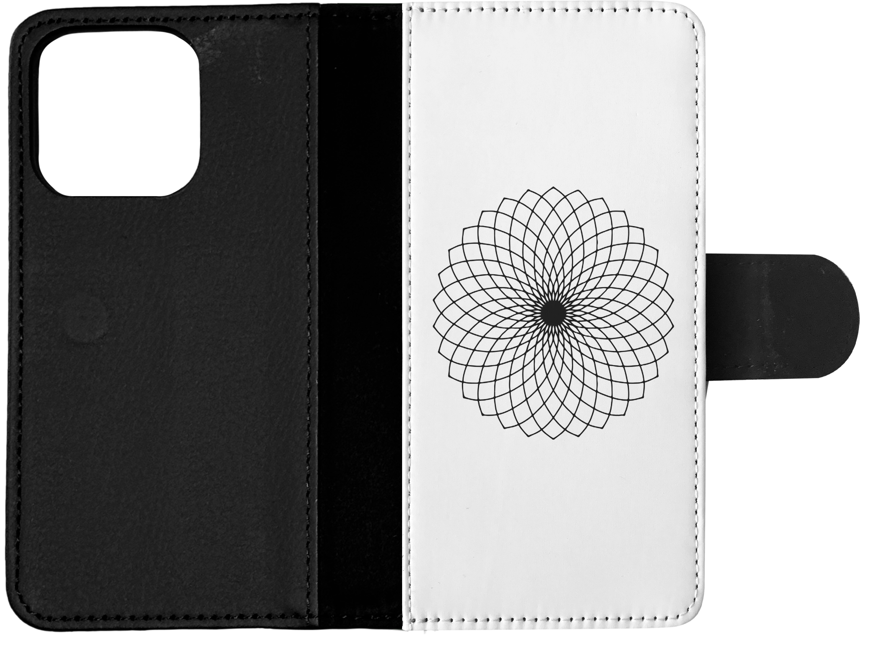 FLIP CASE FOR APPLE IPHONE|BLACK & WHITE FLORAL MANDALA 9 - Imagen 14 de 193